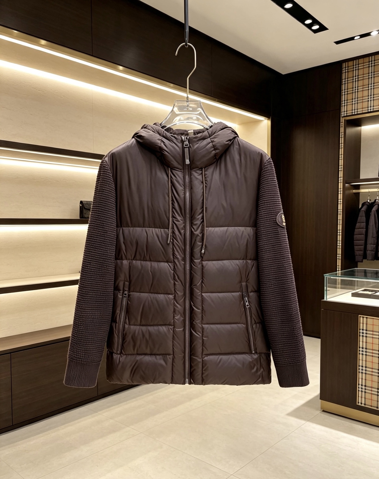 Burberry Brown Quilt Front Hooded Jacket