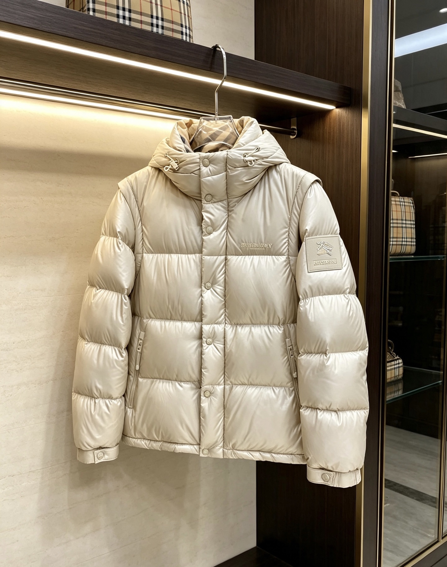 Burberry Beige Hooded Puffer Jacket