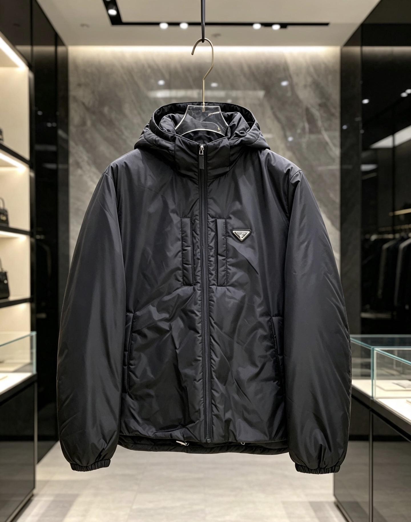 Prada Black Hooded Zip Jacket