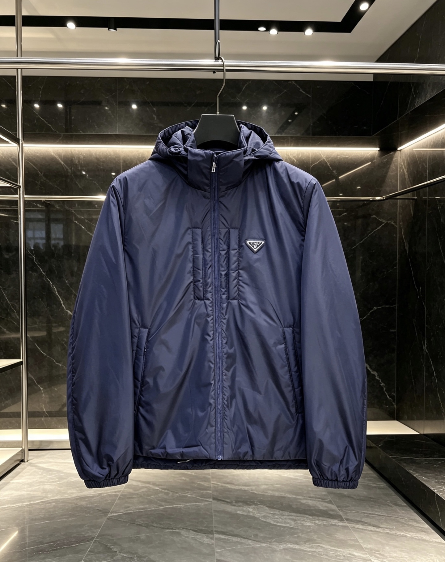 Prada Navy Hooded Zip Jacket