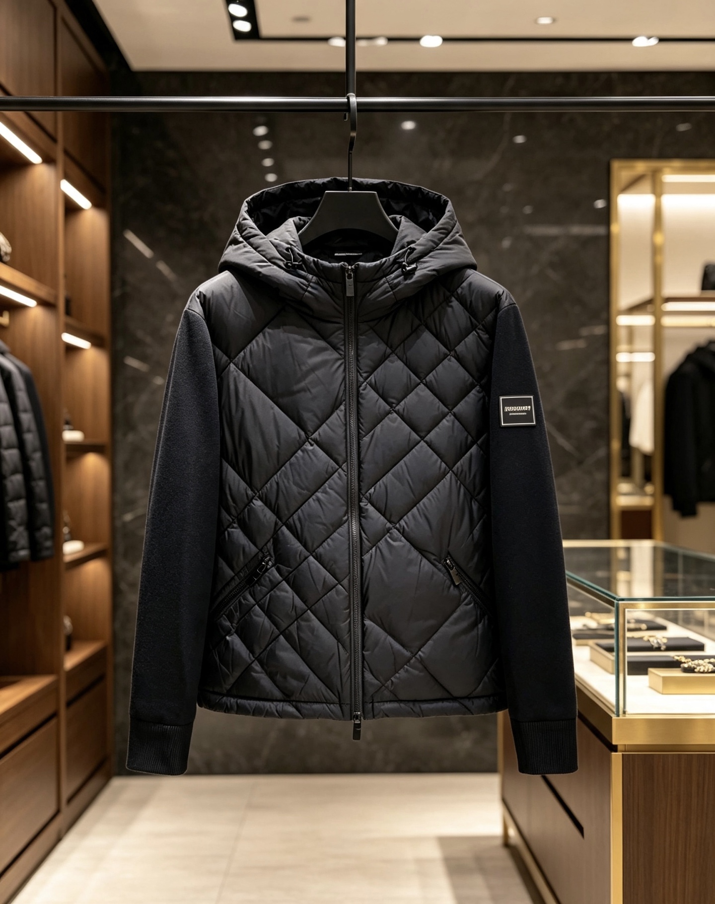 Burberry Black Diamond Quilt Hooded Jacket