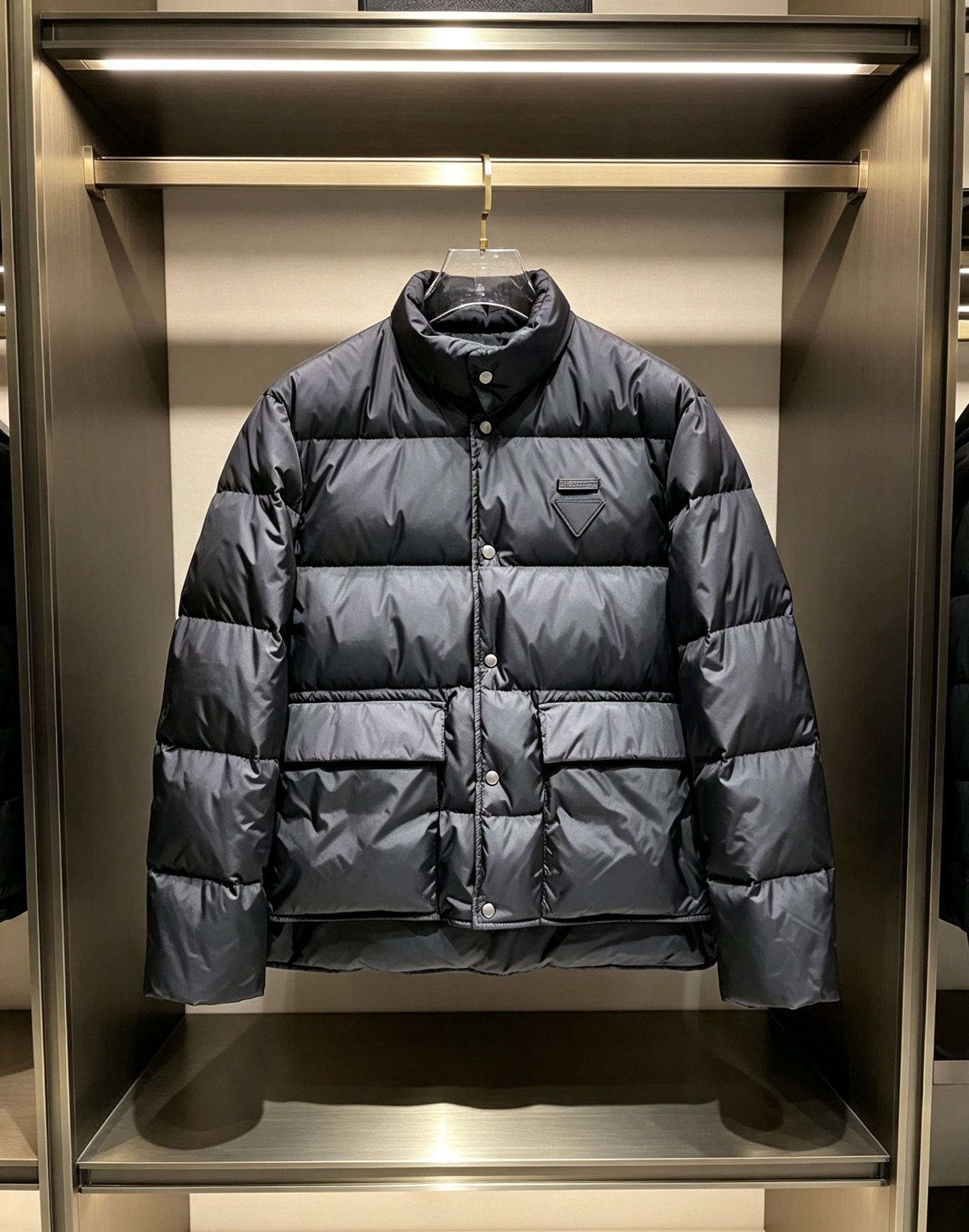 Prada Gray Hooded Puffer Jacket