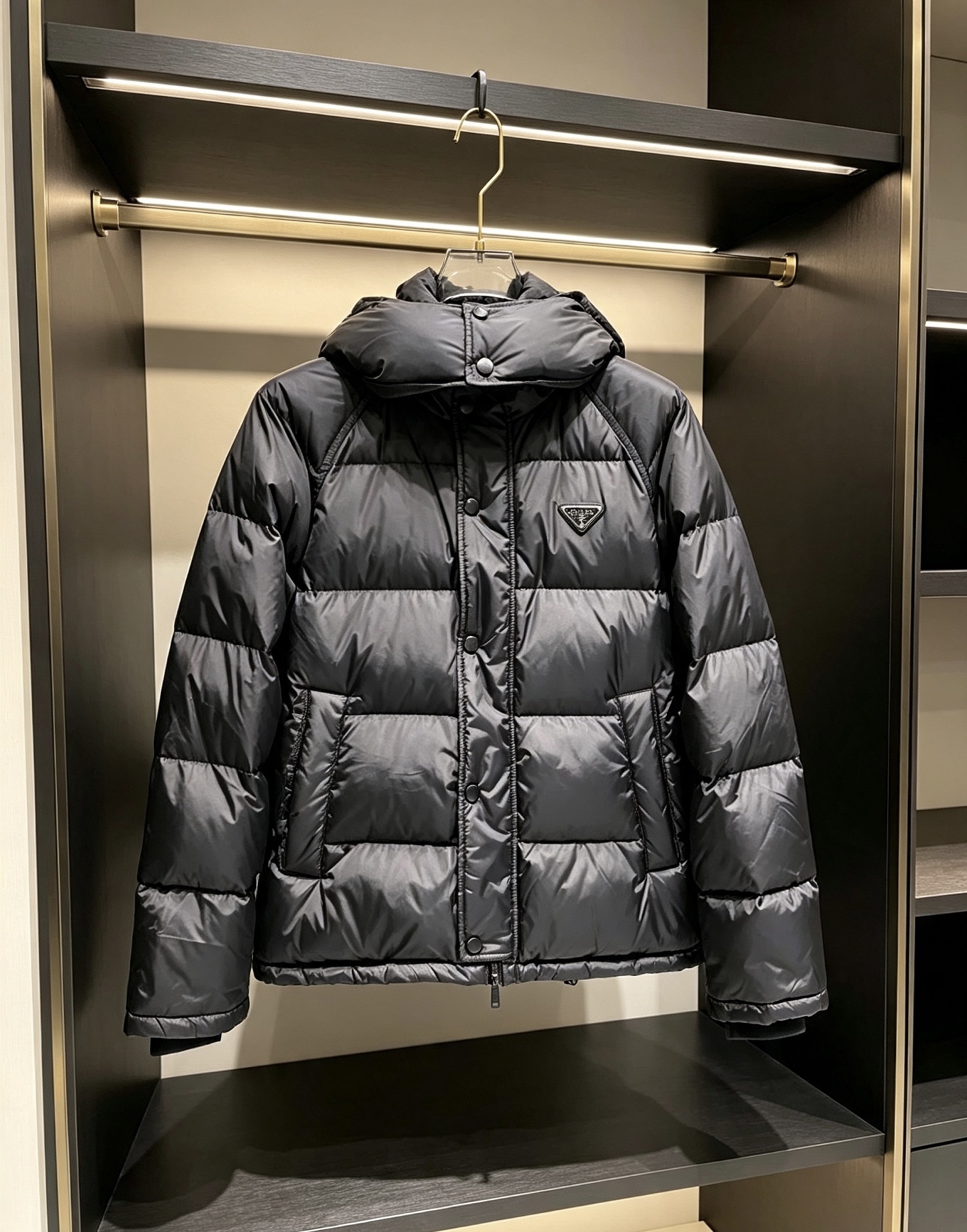 Prada Black Hooded Puffer Jacket