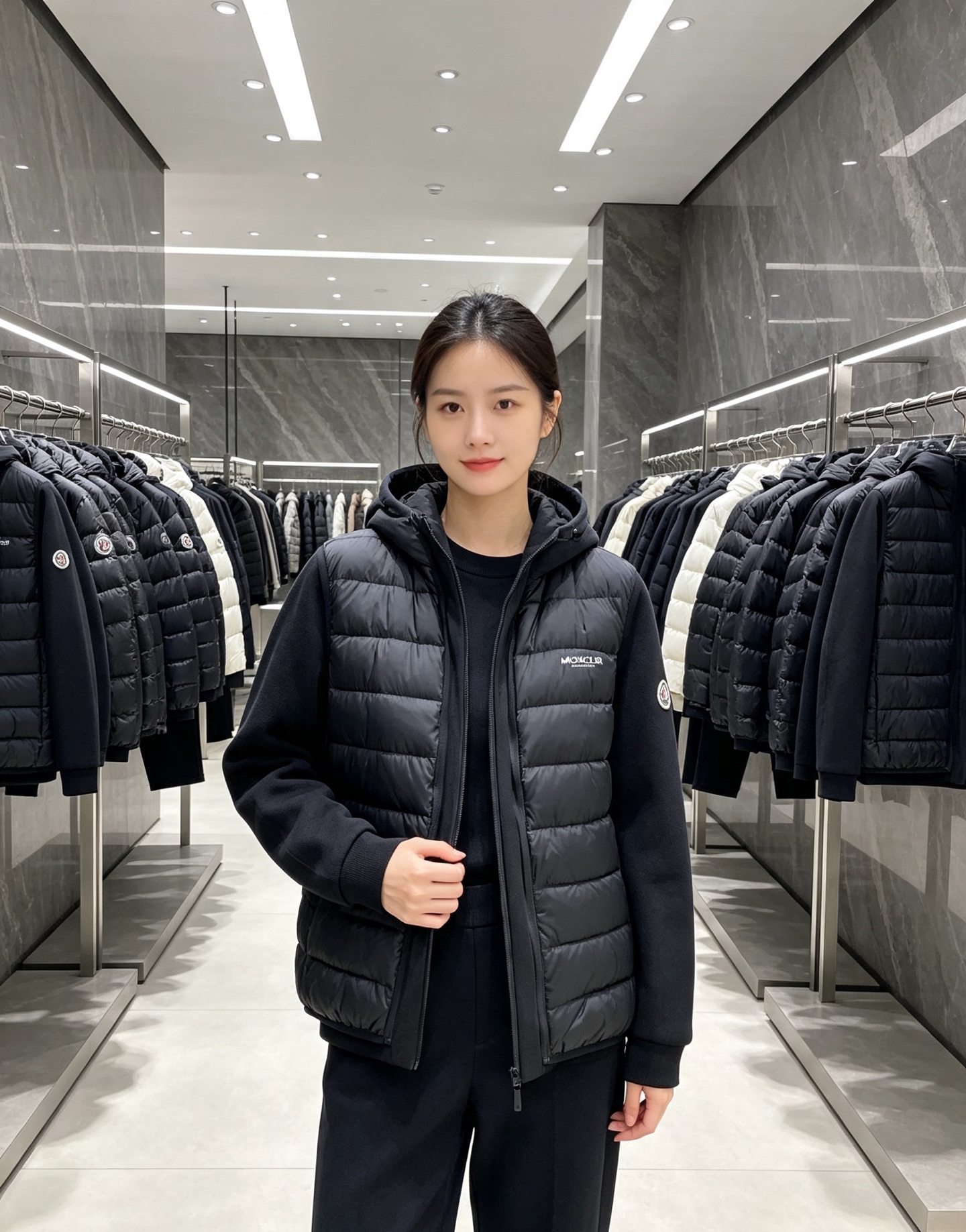 Moncler 蒙口 2026秋冬新款二合一可拆连帽羽绒服马甲 原版定制拉链五金,袖臂经典徽章标,胸前品牌字母印花 90 Moncler 蒙口 2026秋冬新款二合一可拆连帽羽绒服马甲 原版定制拉链五金,袖臂经典徽章标,胸前品牌字母印花 90
