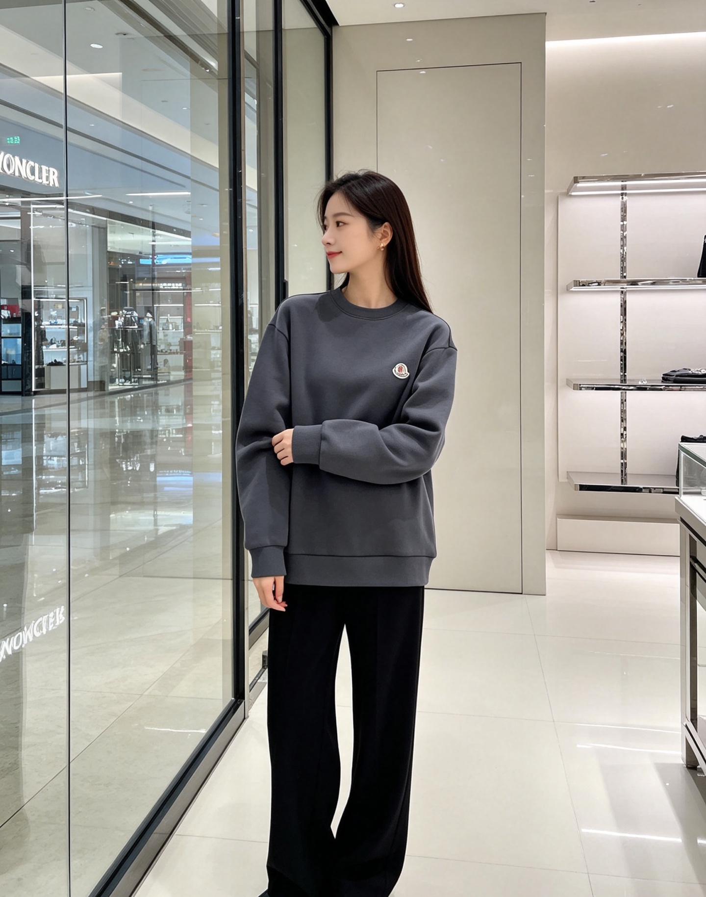 Moncler 蒙口 2026秋冬新款圆领空气层卫衣 经典品牌刺绣小logo，细节质感在线。采用空气层面料，挺括亲肤不易