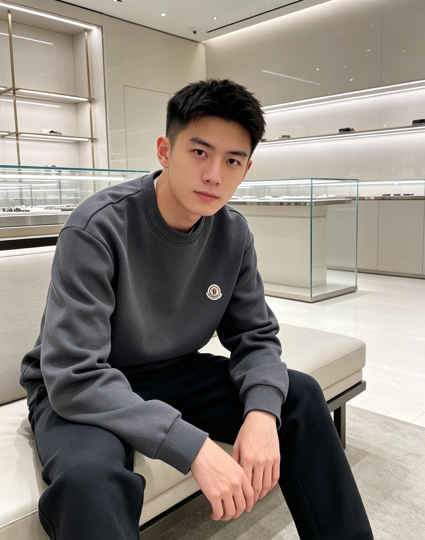 Moncler 蒙口 2026秋冬新款圆领空气层卫衣 经典品牌刺绣小logo，细节质感在线。采用空气层面料，挺括亲肤不易