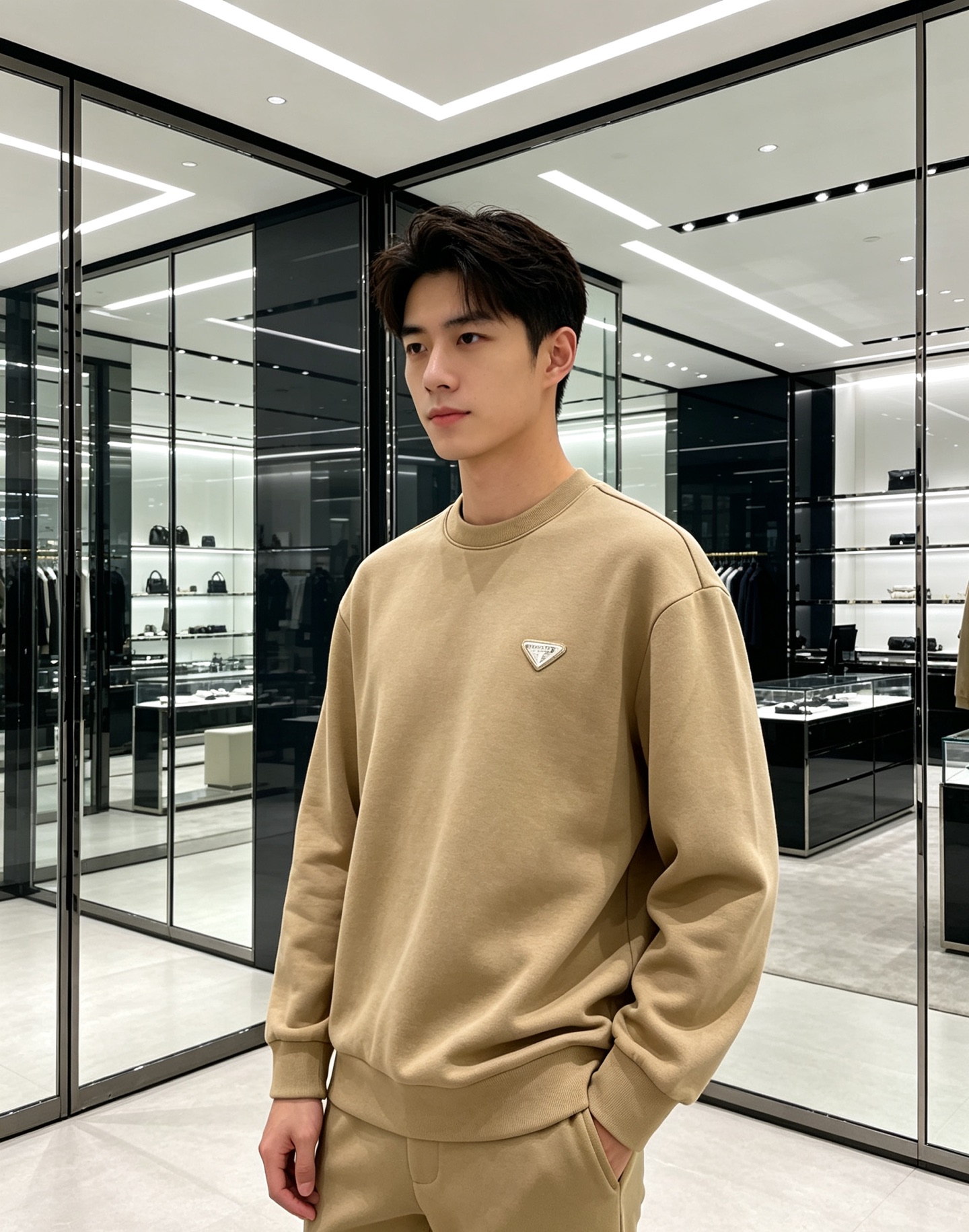 Prada 普拉达 2026秋冬新款休闲圆领空气层卫衣 经典金属三角logo，辨识度拉满。选用空气层面料，柔软有型不易变