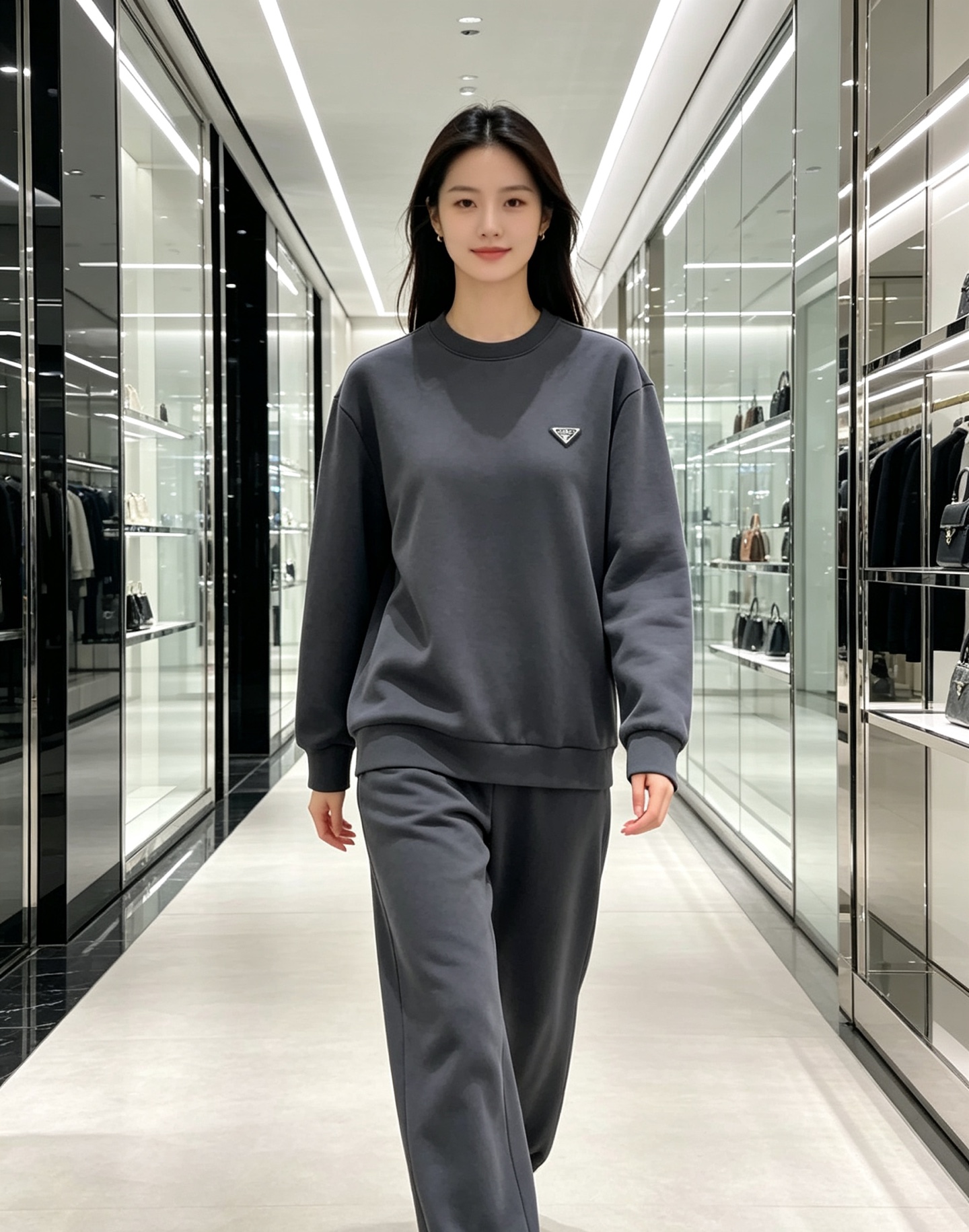 Prada 普拉达 2026秋冬新款休闲圆领空气层卫衣 经典金属三角logo，辨识度拉满。选用空气层面料，柔软有型不易变