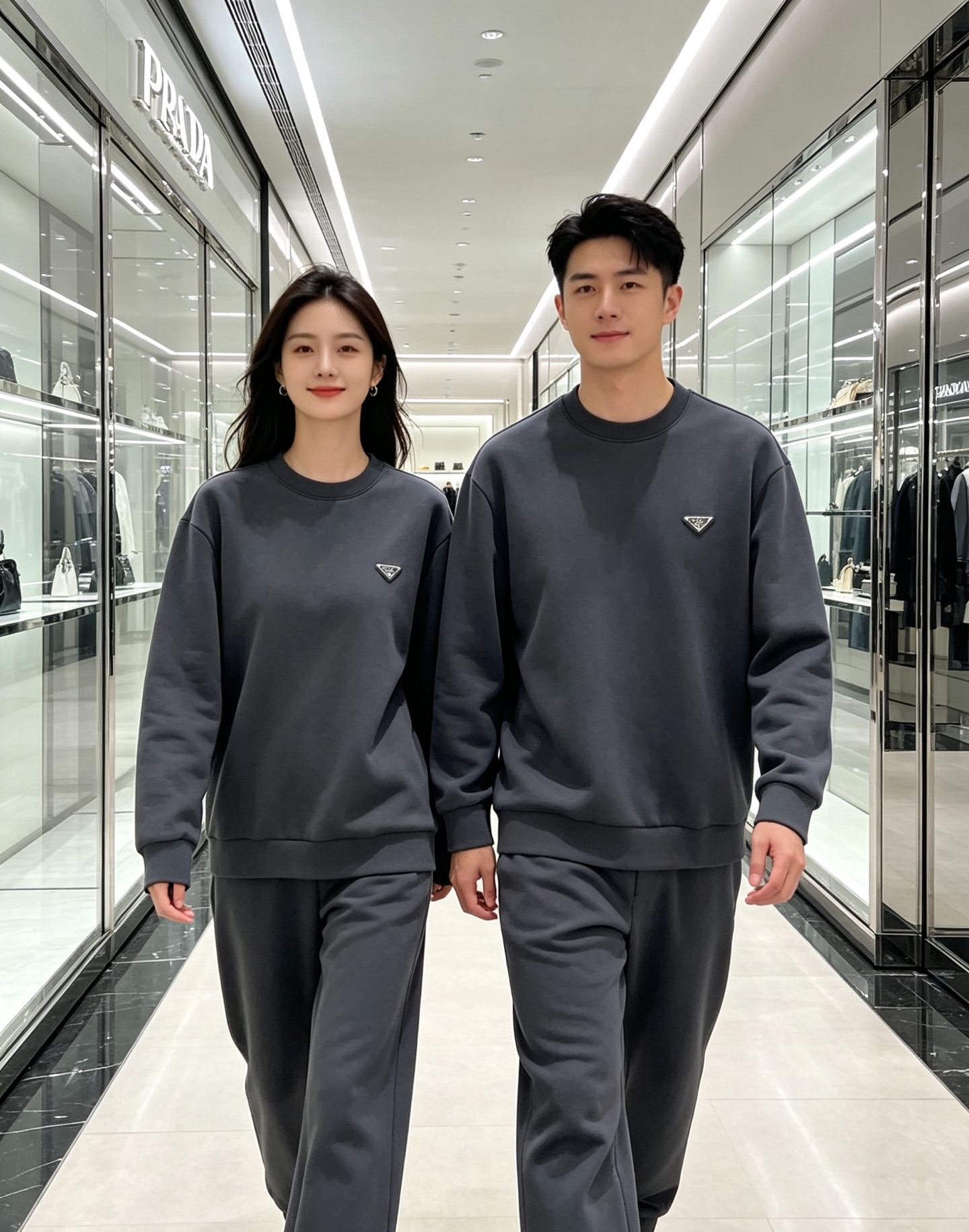 Prada 普拉达 2026秋冬新款休闲圆领空气层卫衣 经典金属三角logo，辨识度拉满。选用空气层面料，柔软有型不易变