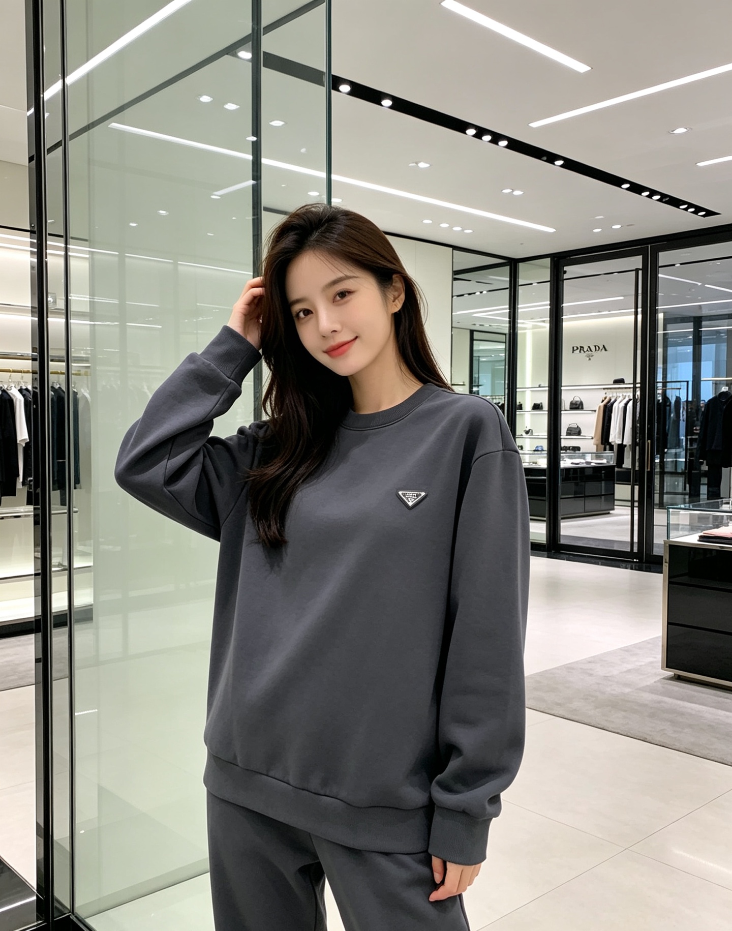 Prada 普拉达 2026秋冬新款休闲圆领空气层卫衣 经典金属三角logo，辨识度拉满。选用空气层面料，柔软有型不易变