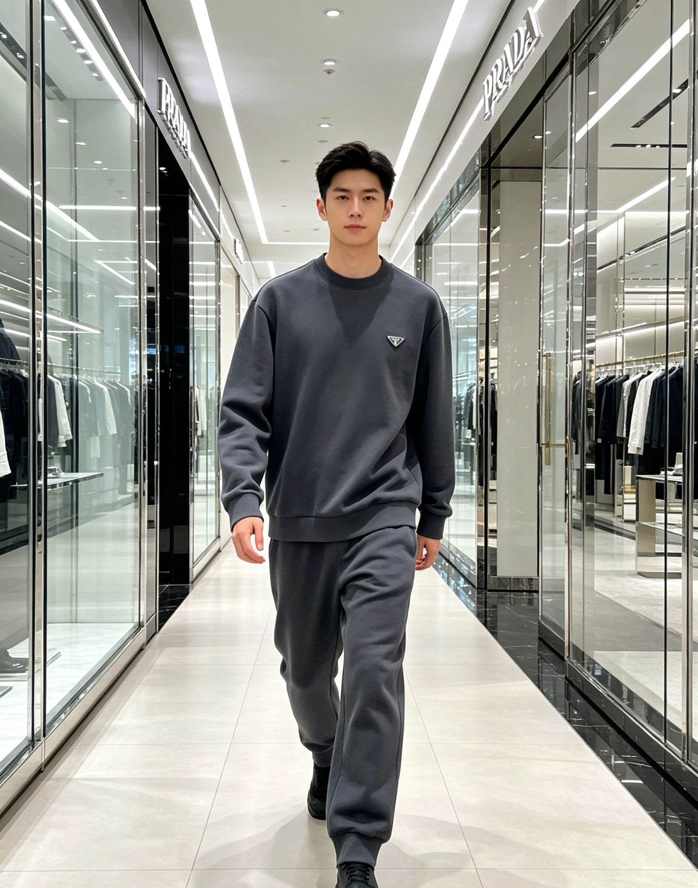 Prada 普拉达 2026秋冬新款休闲圆领空气层卫衣 经典金属三角logo，辨识度拉满。选用空气层面料，柔软有型不易变