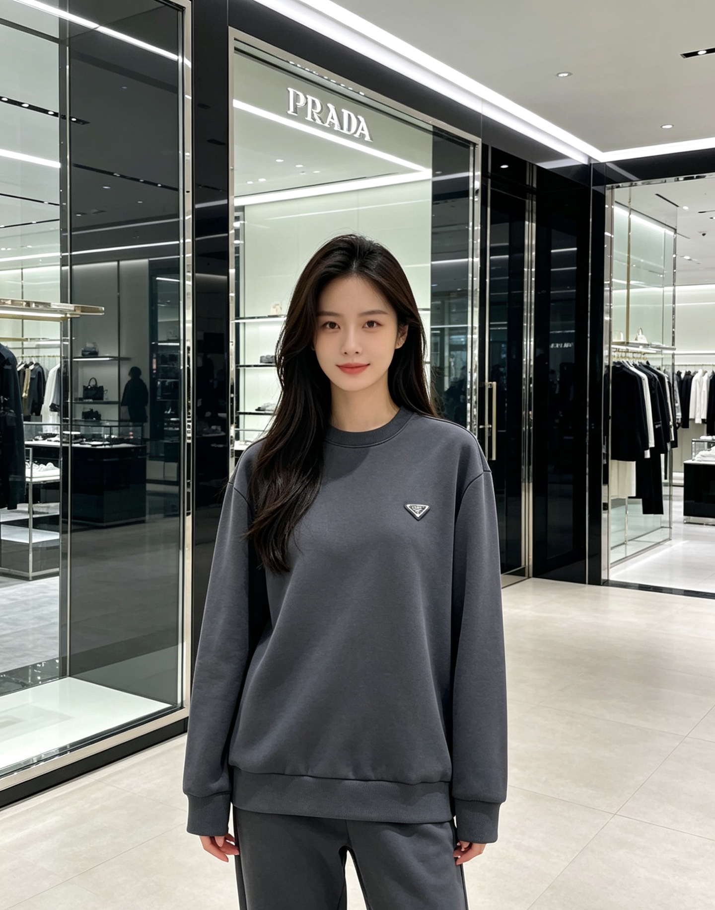 Prada 普拉达 2026秋冬新款休闲圆领空气层卫衣 经典金属三角logo，辨识度拉满。选用空气层面料，柔软有型不易变