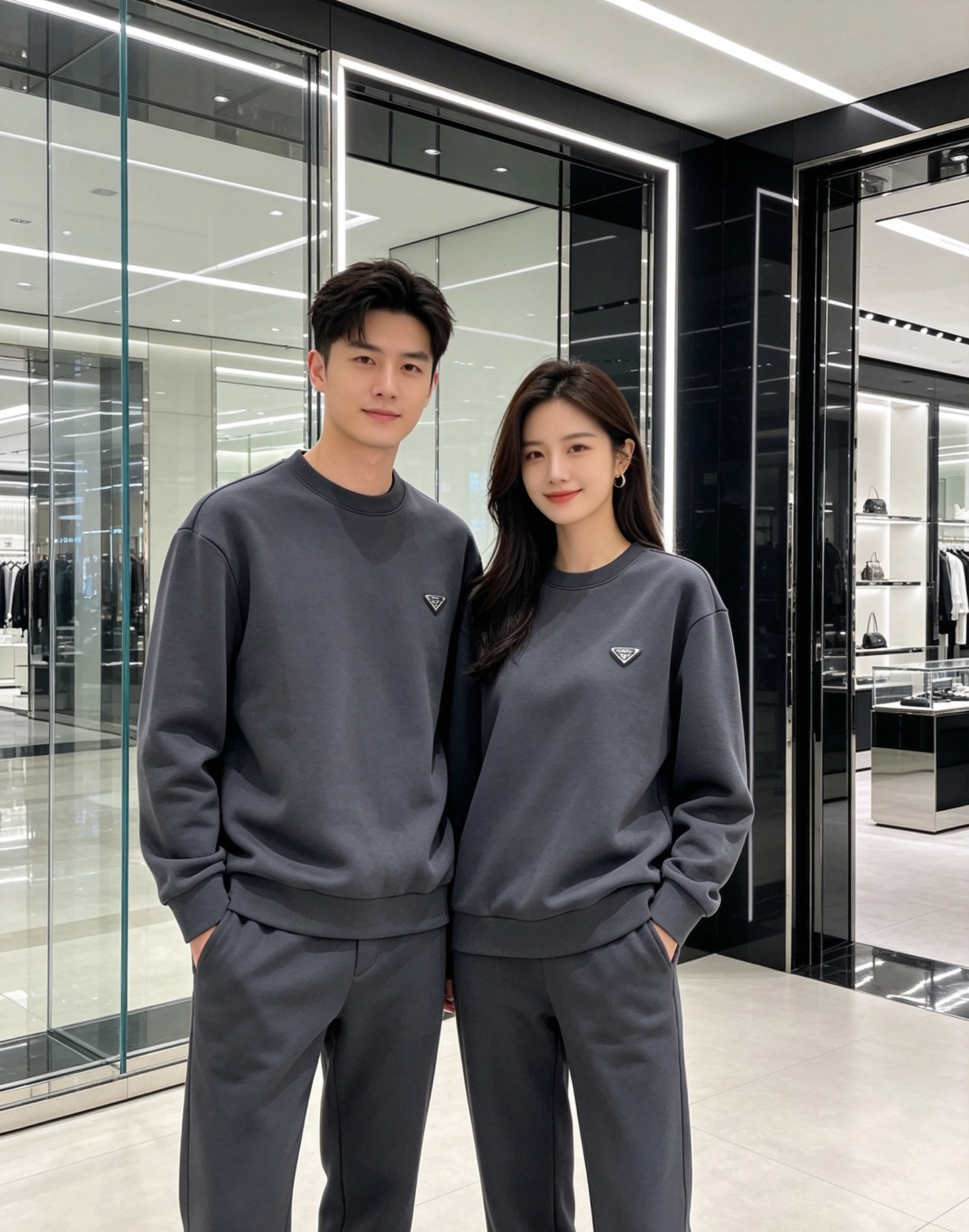 Prada 普拉达 2026秋冬新款休闲圆领空气层卫衣 经典金属三角logo，辨识度拉满。选用空气层面料，柔软有型不易变