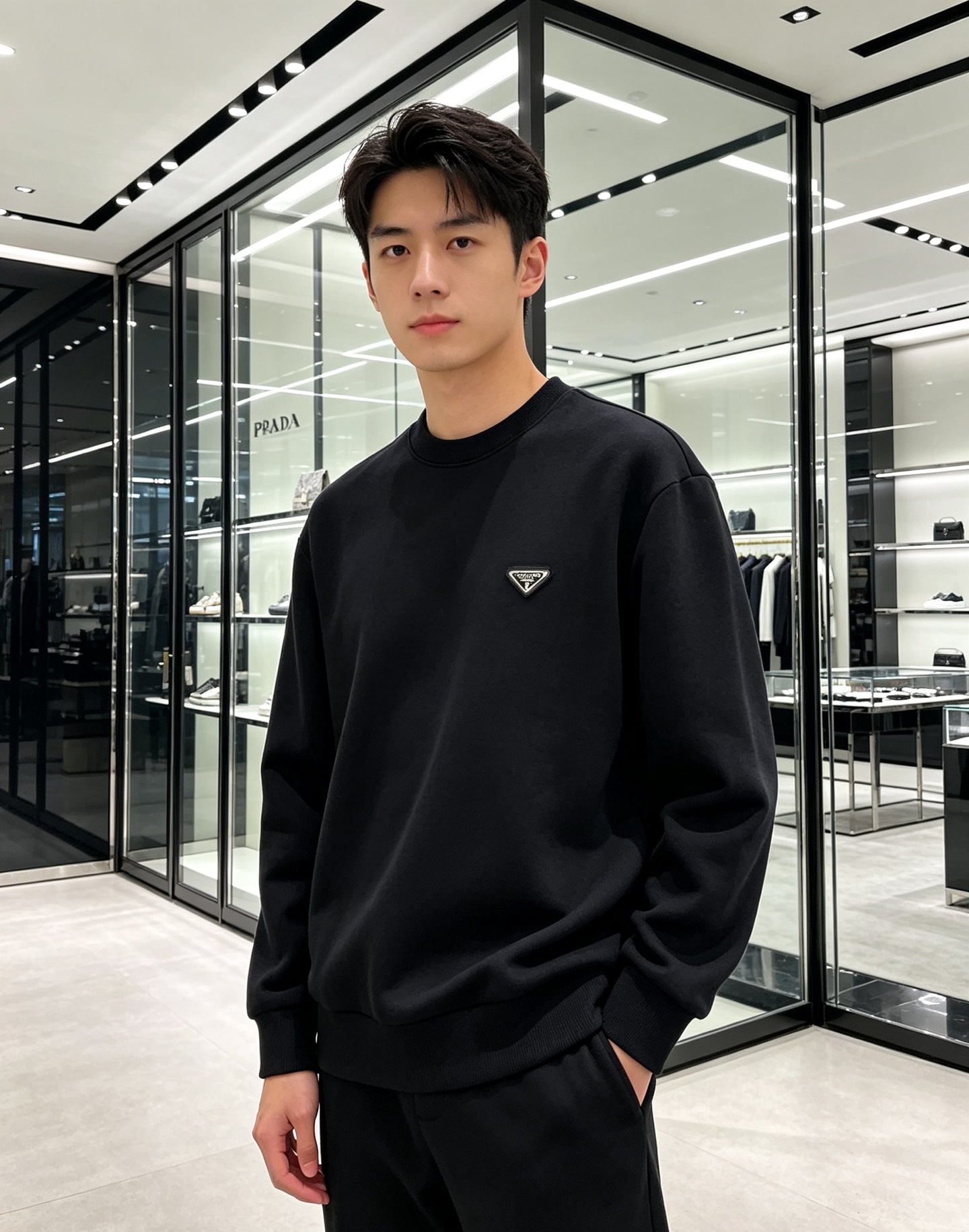 Prada 普拉达 2026秋冬新款休闲圆领空气层卫衣 经典金属三角logo，辨识度拉满。选用空气层面料，柔软有型不易变