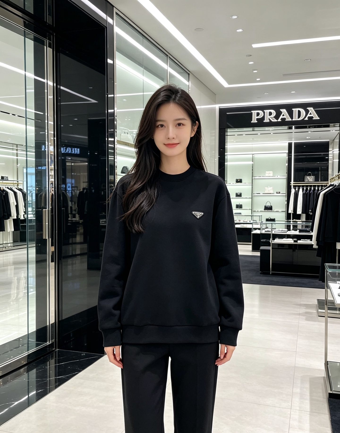 Prada 普拉达 2026秋冬新款休闲圆领空气层卫衣 经典金属三角logo，辨识度拉满。选用空气层面料，柔软有型不易变