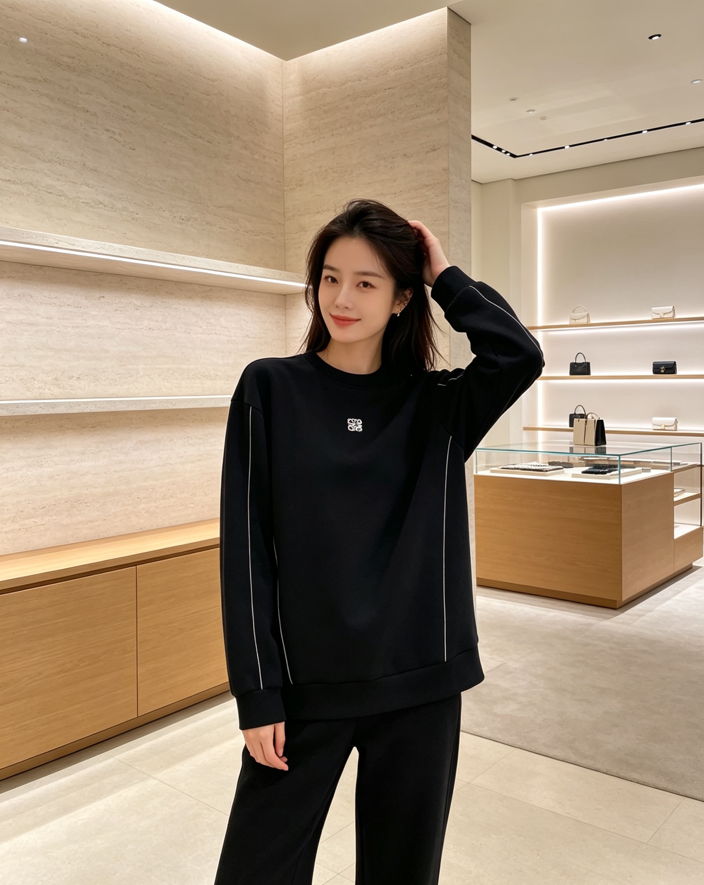 Loewe 罗意威 2026秋冬新款圆领空气层卫衣✨ 原版五金辅料全套到位，采用高密空气层面料，挺括有型不易变形。胸口经