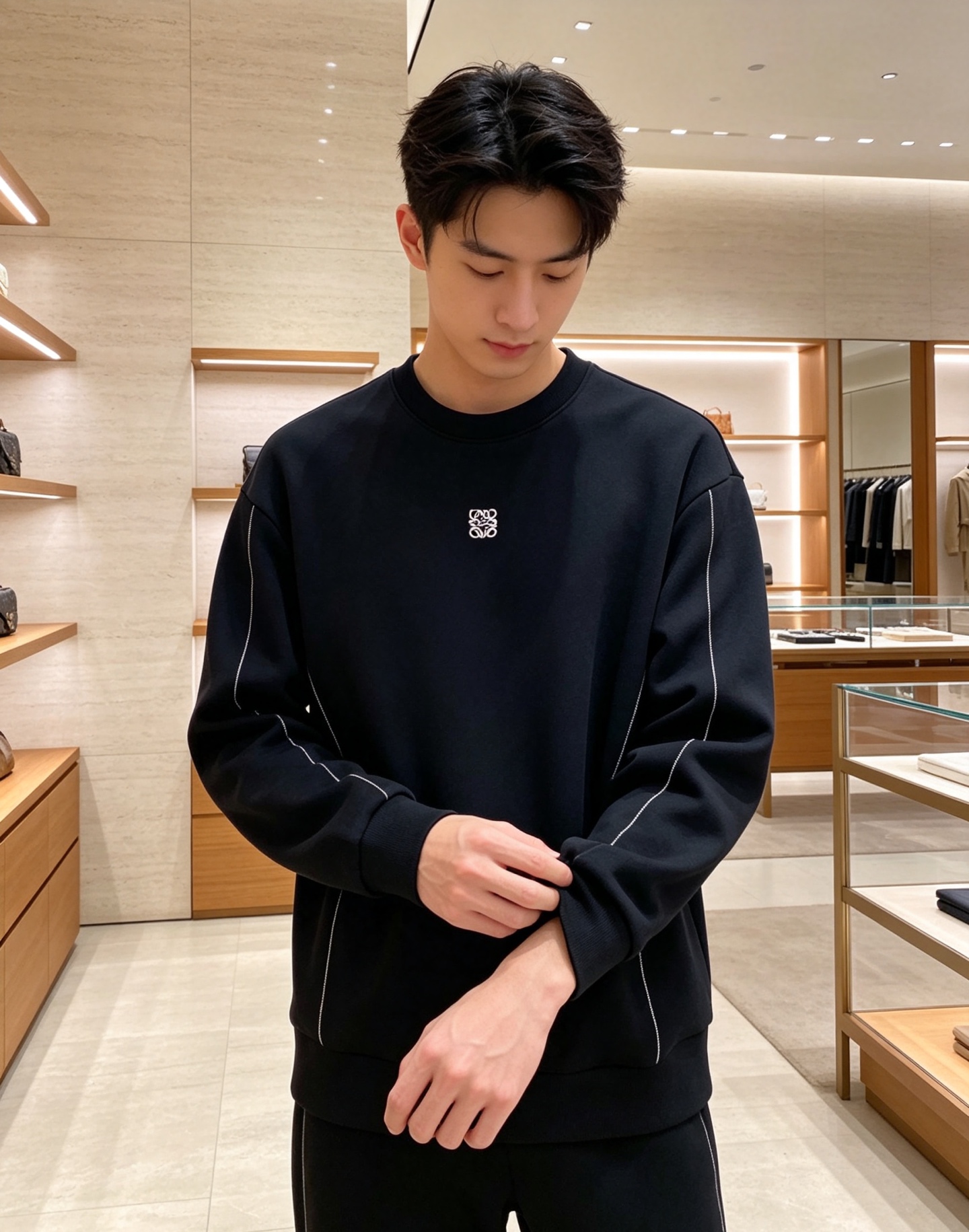 Loewe 罗意威 2026秋冬新款圆领空气层卫衣✨ 原版五金辅料全套到位，采用高密空气层面料，挺括有型不易变形。胸口经