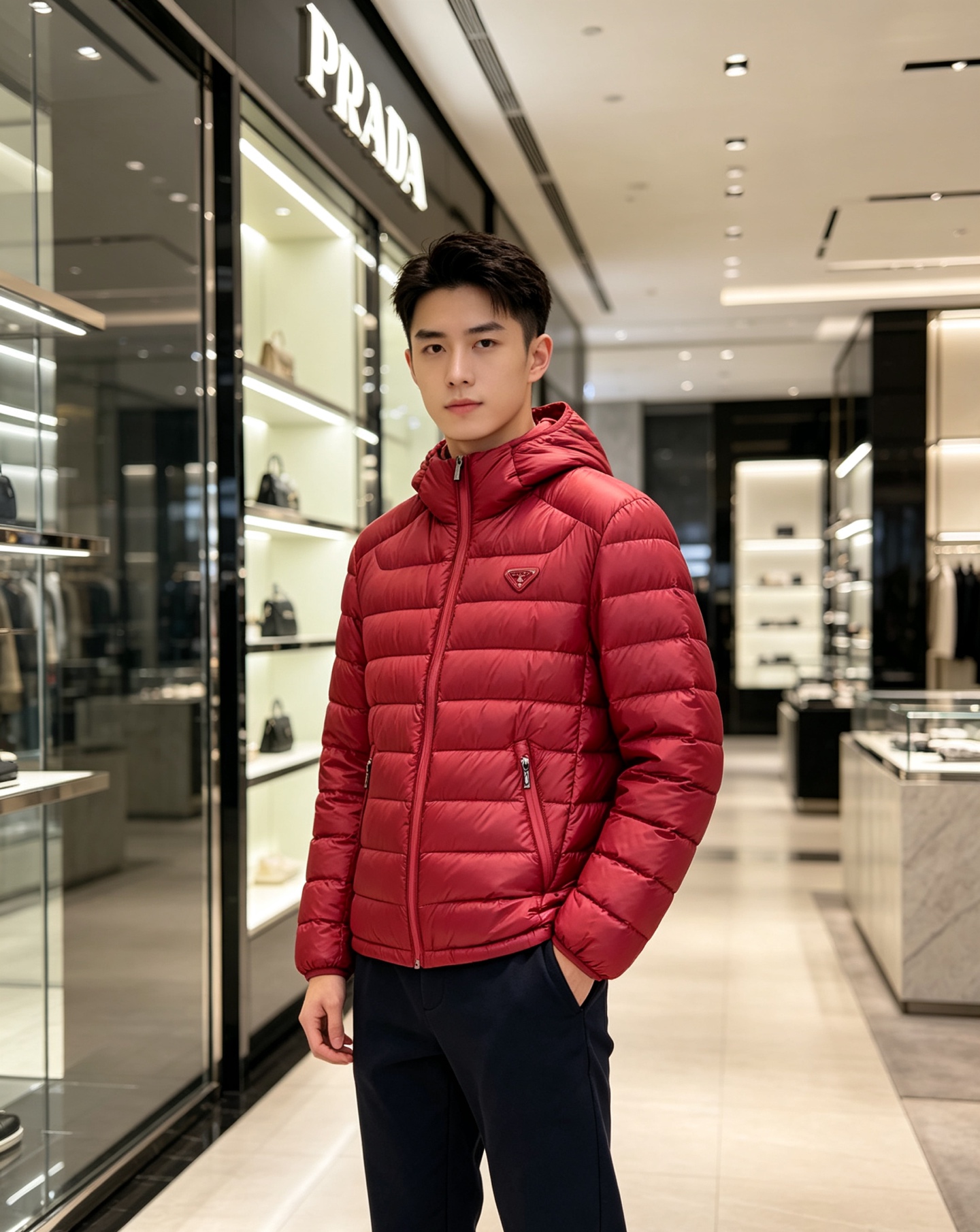 Prada 普拉达 2026秋冬新款三角标连帽轻薄羽绒,米白/酒红/藏蓝/黑四色男女同款。 横条分仓充绒,不跑绒不臃肿; Prada 普拉达 2026秋冬新款三角标连帽轻薄羽绒,米白/酒红/藏蓝/黑四色男女同款。 横条分仓充绒,不跑绒不臃肿;
