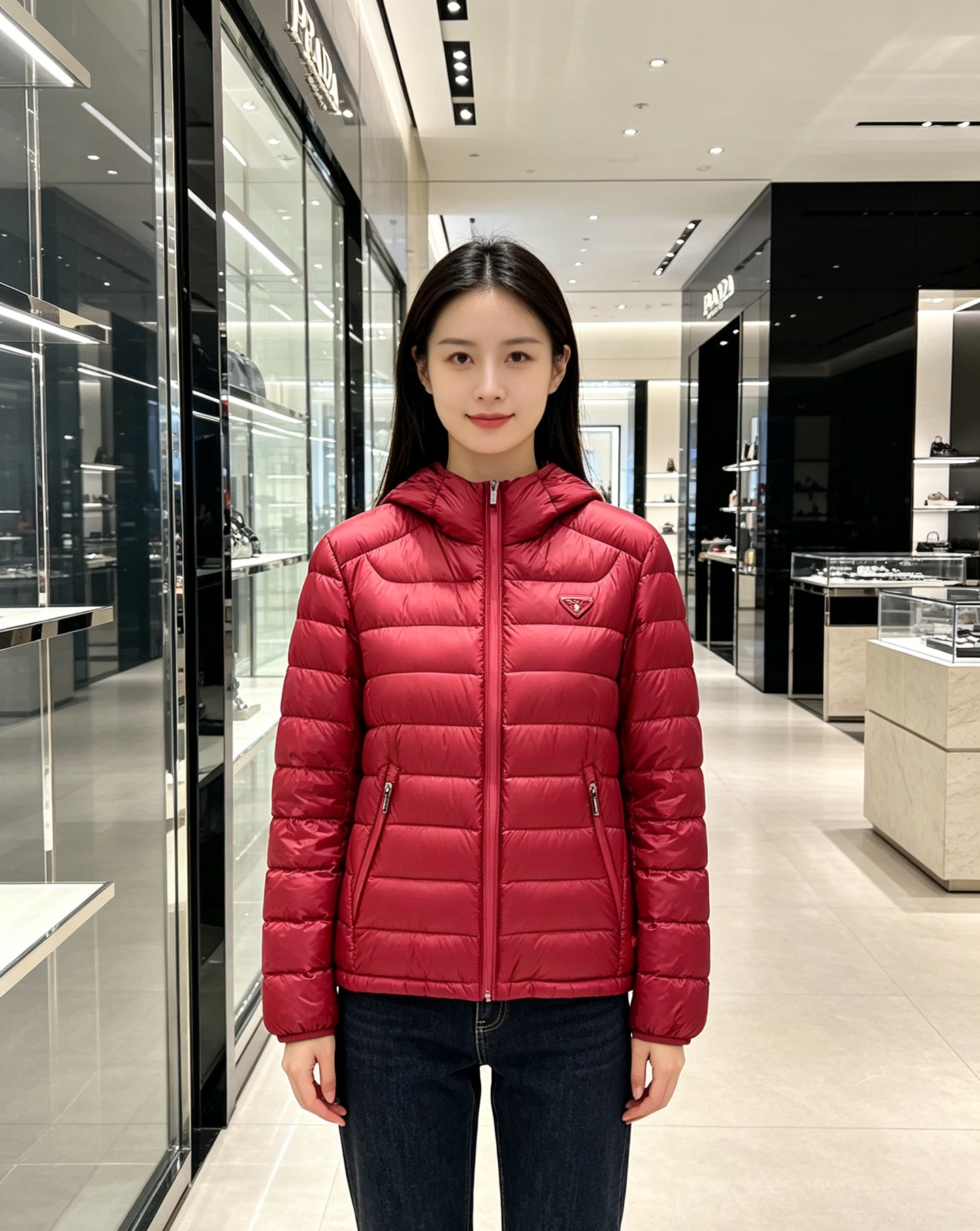 Prada 普拉达 2026秋冬新款三角标连帽轻薄羽绒,米白/酒红/藏蓝/黑四色男女同款。 横条分仓充绒,不跑绒不臃肿; Prada 普拉达 2026秋冬新款三角标连帽轻薄羽绒,米白/酒红/藏蓝/黑四色男女同款。 横条分仓充绒,不跑绒不臃肿;