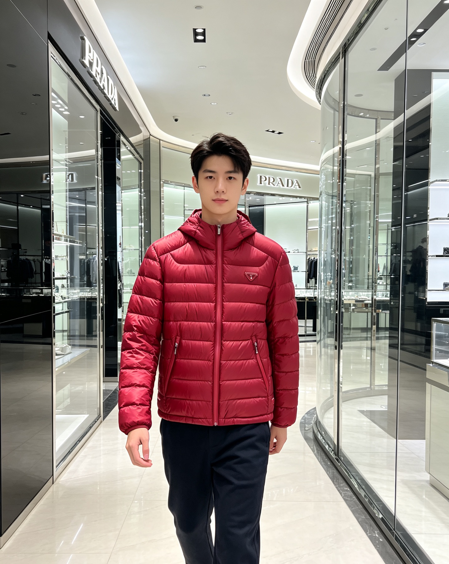 Prada 普拉达 2026秋冬新款三角标连帽轻薄羽绒,米白/酒红/藏蓝/黑四色男女同款。 横条分仓充绒,不跑绒不臃肿; Prada 普拉达 2026秋冬新款三角标连帽轻薄羽绒,米白/酒红/藏蓝/黑四色男女同款。 横条分仓充绒,不跑绒不臃肿;