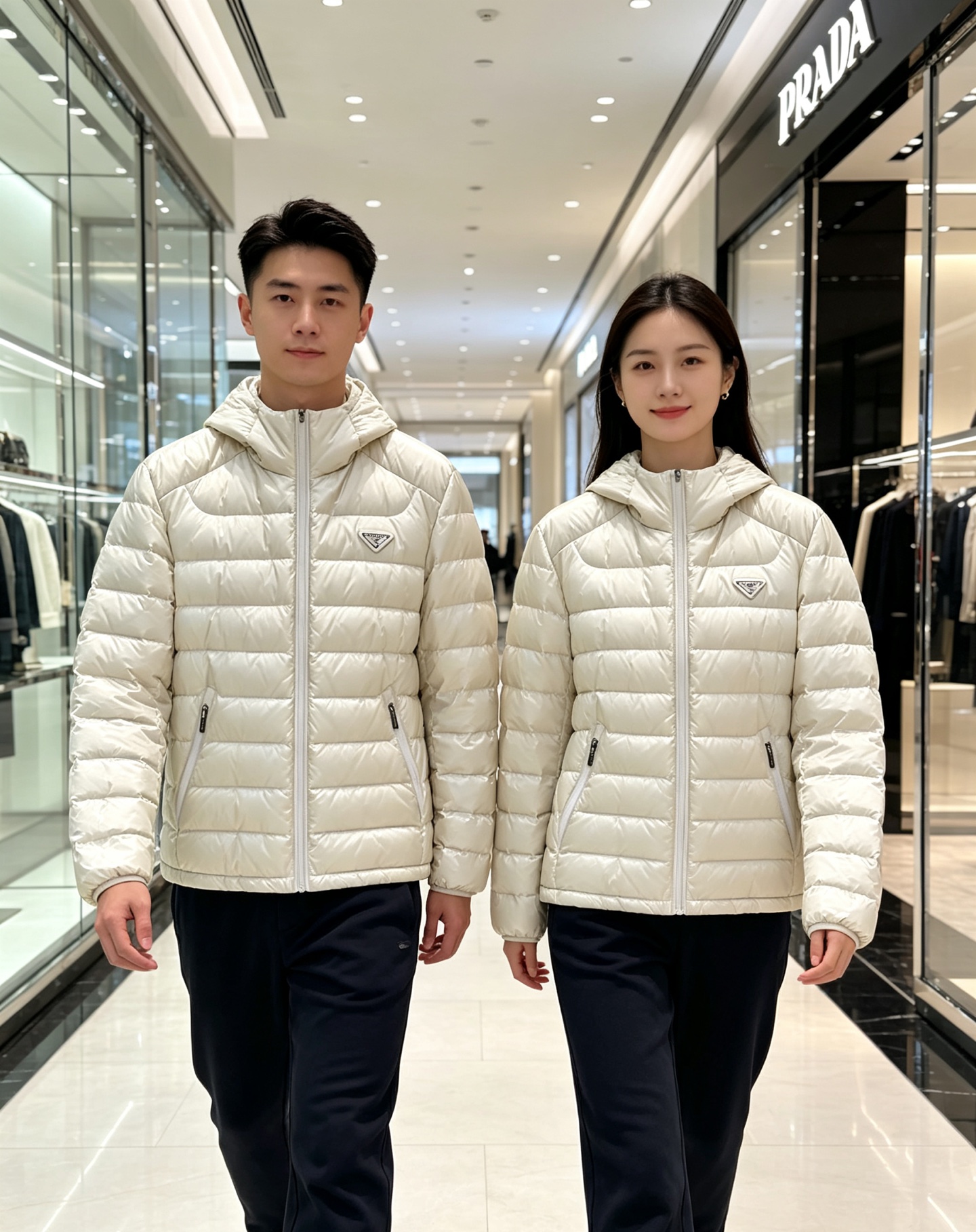 Prada 普拉达 2026秋冬新款三角标连帽轻薄羽绒,米白/酒红/藏蓝/黑四色男女同款。 横条分仓充绒,不跑绒不臃肿; Prada 普拉达 2026秋冬新款三角标连帽轻薄羽绒,米白/酒红/藏蓝/黑四色男女同款。 横条分仓充绒,不跑绒不臃肿;