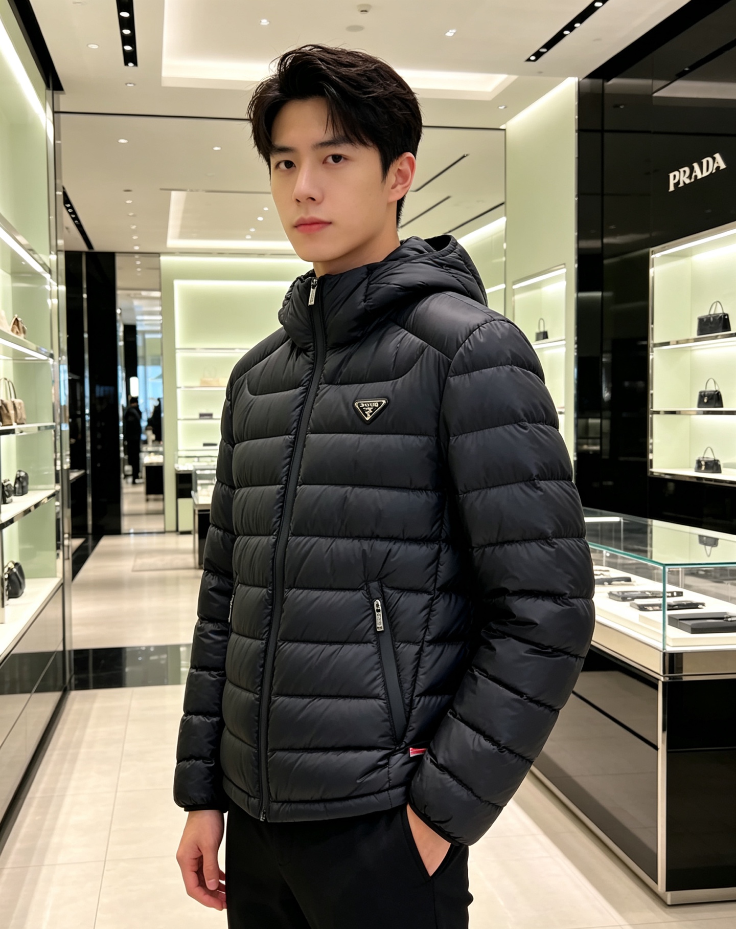 Prada 普拉达 2026秋冬新款三角标连帽轻薄羽绒,米白/酒红/藏蓝/黑四色男女同款。 横条分仓充绒,不跑绒不臃肿; Prada 普拉达 2026秋冬新款三角标连帽轻薄羽绒,米白/酒红/藏蓝/黑四色男女同款。 横条分仓充绒,不跑绒不臃肿;