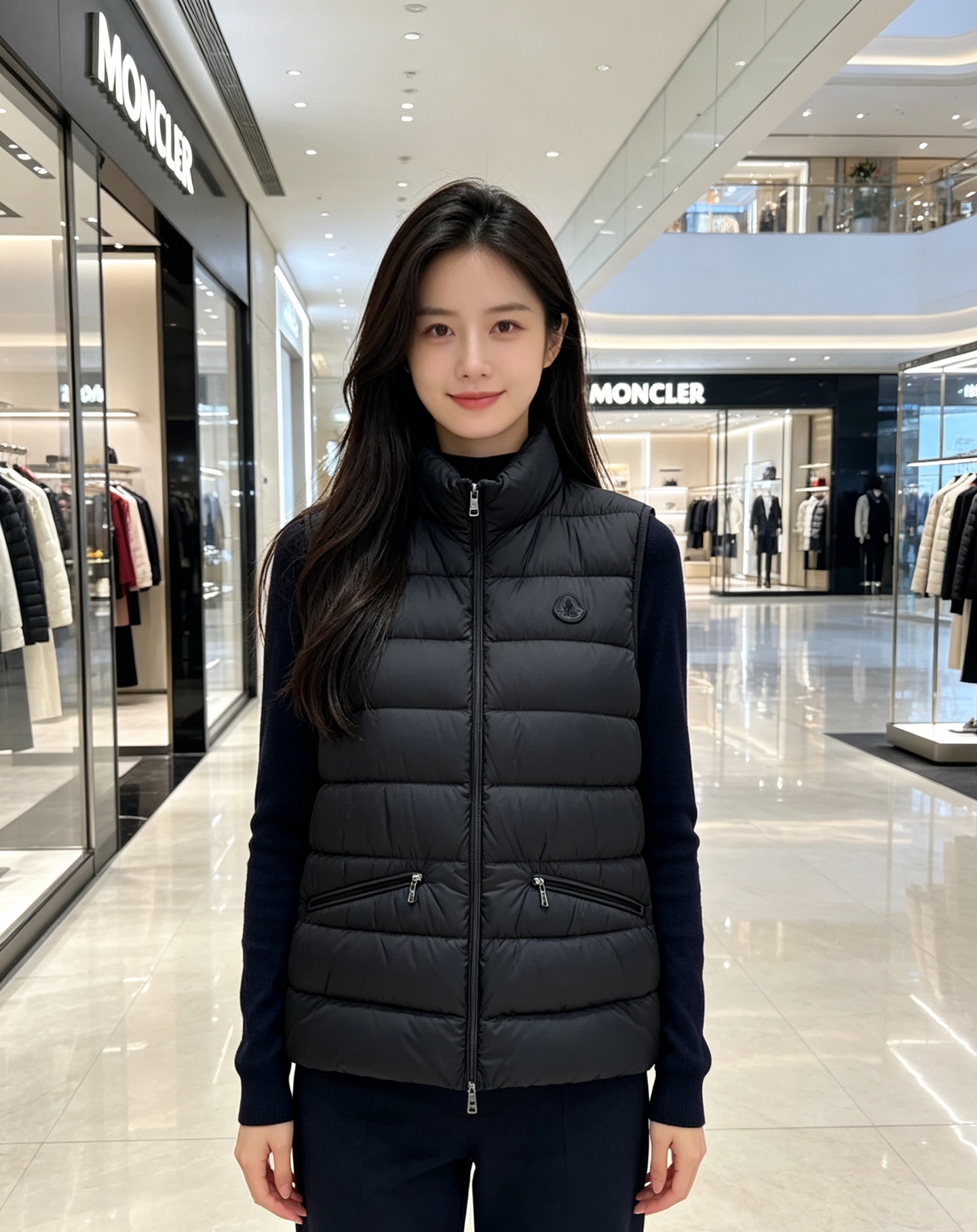 Moncler 蒙口 2026秋冬立领轻薄羽绒马甲,米白/棕/藏蓝三色 男女同款。 横格分仓充绒,轻便不跑绒;胸口经典圆 Moncler 蒙口 2026秋冬立领轻薄羽绒马甲,米白/棕/藏蓝三色 男女同款。 横格分仓充绒,轻便不跑绒;胸口经典圆