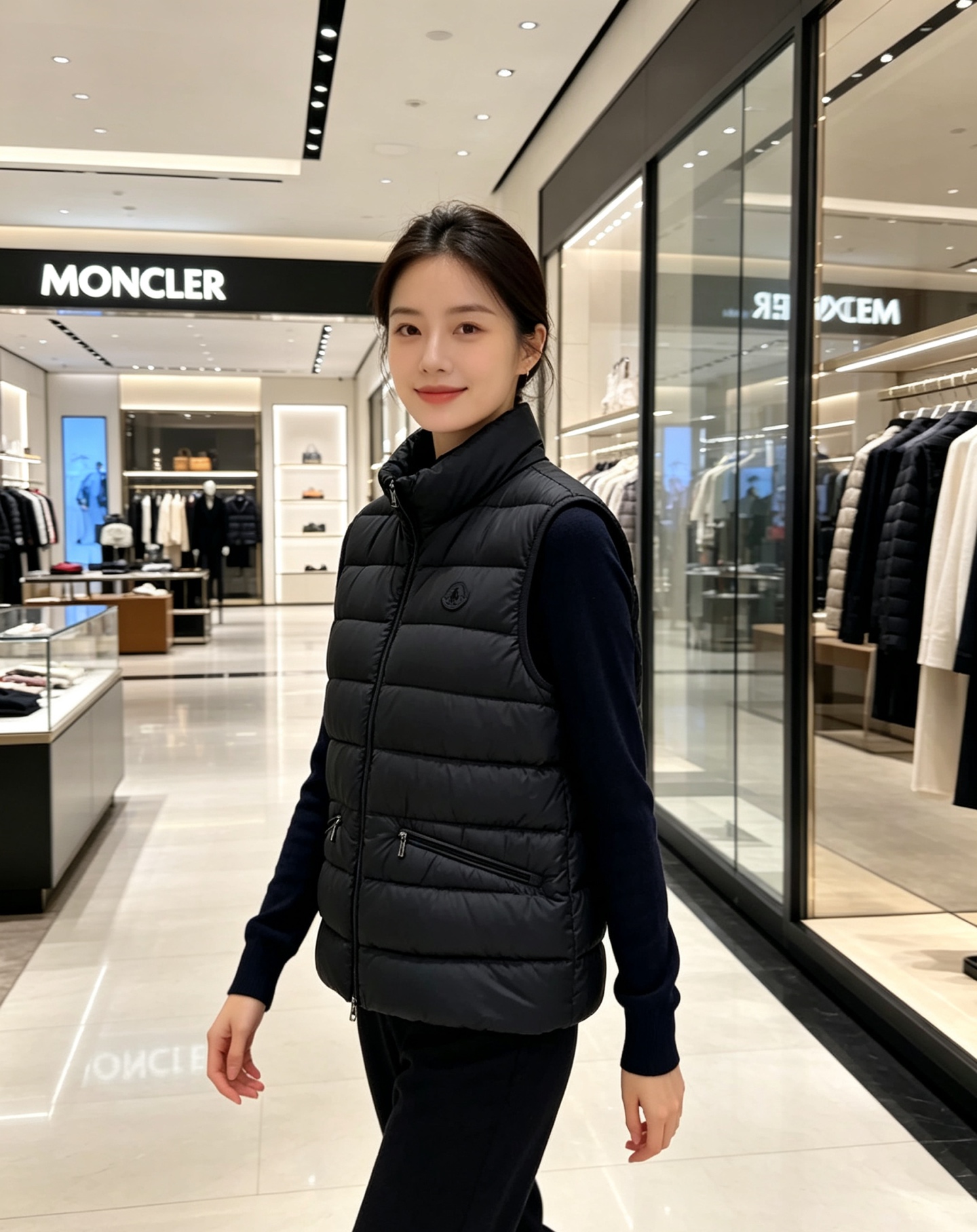 Moncler 蒙口 2026秋冬立领轻薄羽绒马甲,米白/棕/藏蓝三色 男女同款。 横格分仓充绒,轻便不跑绒;胸口经典圆 Moncler 蒙口 2026秋冬立领轻薄羽绒马甲,米白/棕/藏蓝三色 男女同款。 横格分仓充绒,轻便不跑绒;胸口经典圆