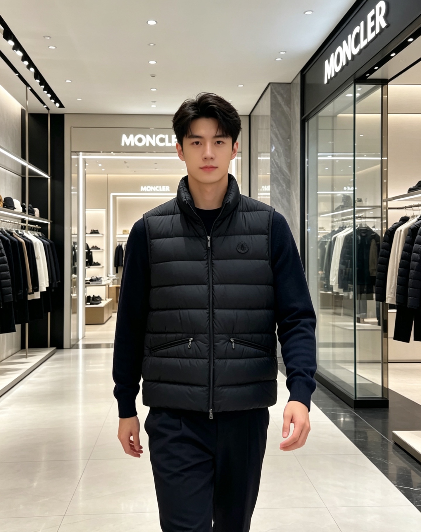 Moncler 蒙口 2026秋冬立领轻薄羽绒马甲,米白/棕/藏蓝三色 男女同款。 横格分仓充绒,轻便不跑绒;胸口经典圆 Moncler 蒙口 2026秋冬立领轻薄羽绒马甲,米白/棕/藏蓝三色 男女同款。 横格分仓充绒,轻便不跑绒;胸口经典圆