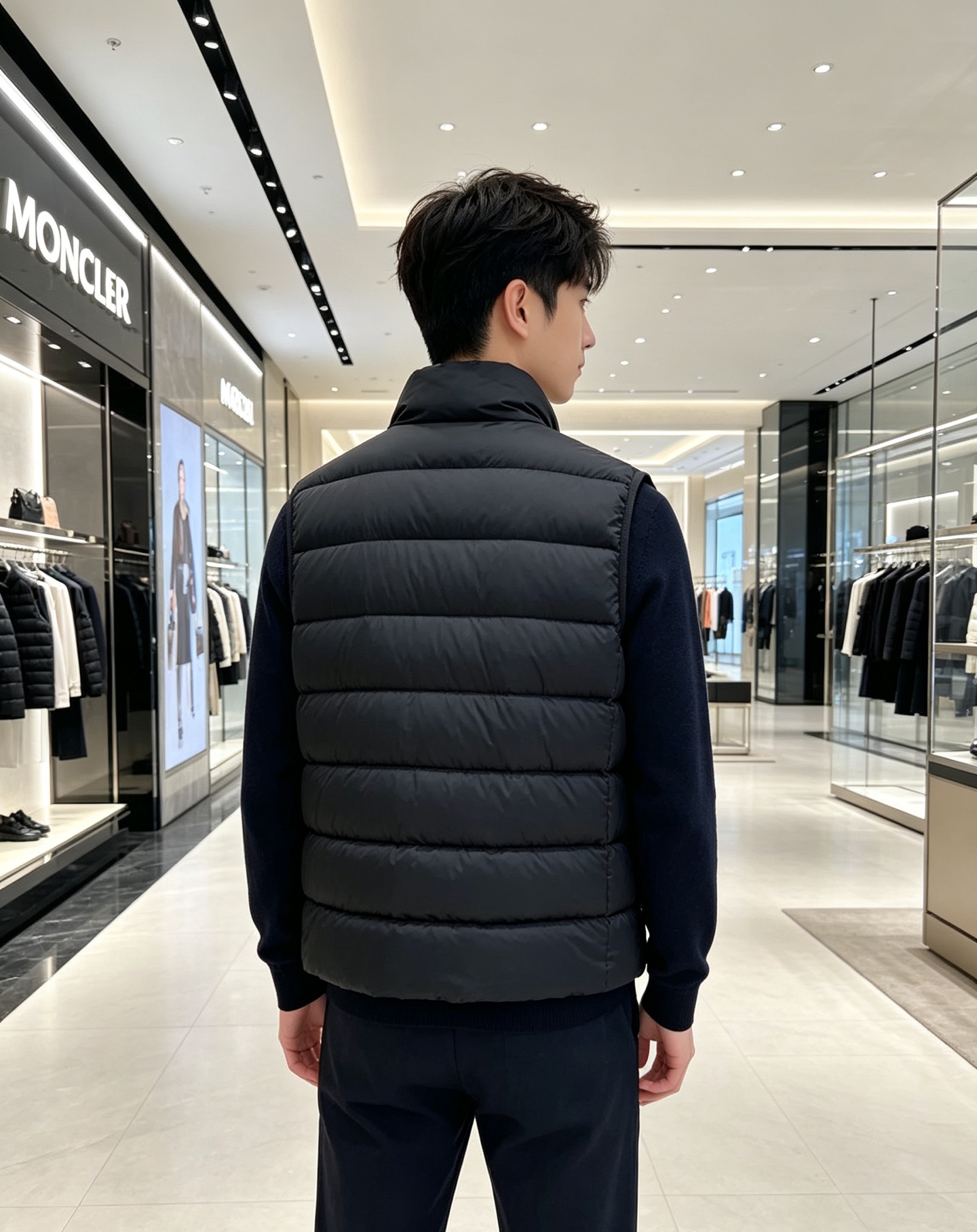 Moncler 蒙口 2026秋冬立领轻薄羽绒马甲,米白/棕/藏蓝三色 男女同款。 横格分仓充绒,轻便不跑绒;胸口经典圆 Moncler 蒙口 2026秋冬立领轻薄羽绒马甲,米白/棕/藏蓝三色 男女同款。 横格分仓充绒,轻便不跑绒;胸口经典圆