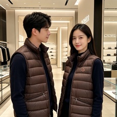 Moncler 蒙口 2026秋冬立领轻薄羽绒马甲,米白/棕/藏蓝三色 男女同款。 横格分仓充绒,轻便不跑绒;胸口经典圆 Moncler 蒙口 2026秋冬立领轻薄羽绒马甲,米白/棕/藏蓝三色 男女同款。 横格分仓充绒,轻便不跑绒;胸口经典圆