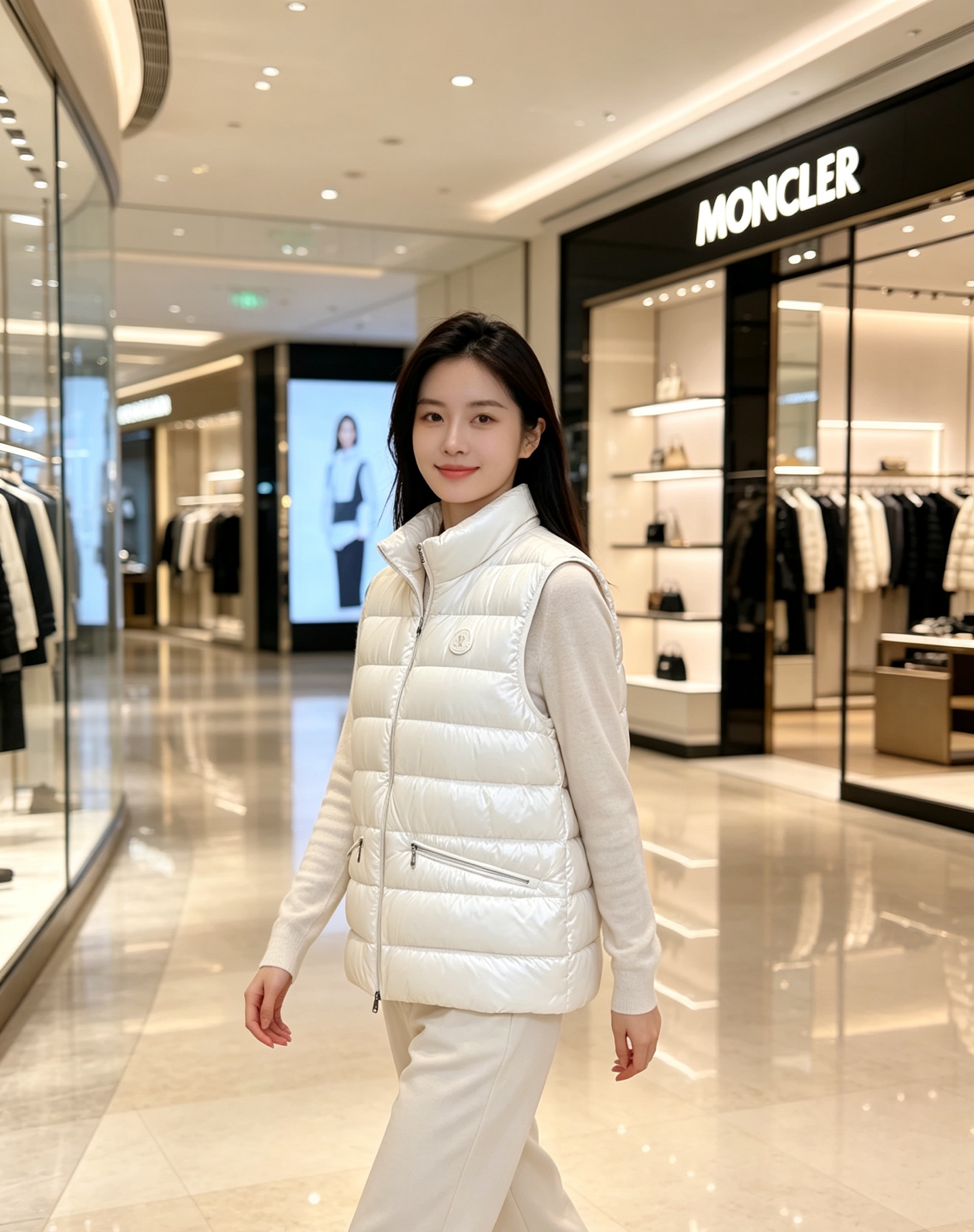Moncler 蒙口 2026秋冬立领轻薄羽绒马甲,米白/棕/藏蓝三色 男女同款。 横格分仓充绒,轻便不跑绒;胸口经典圆 Moncler 蒙口 2026秋冬立领轻薄羽绒马甲,米白/棕/藏蓝三色 男女同款。 横格分仓充绒,轻便不跑绒;胸口经典圆