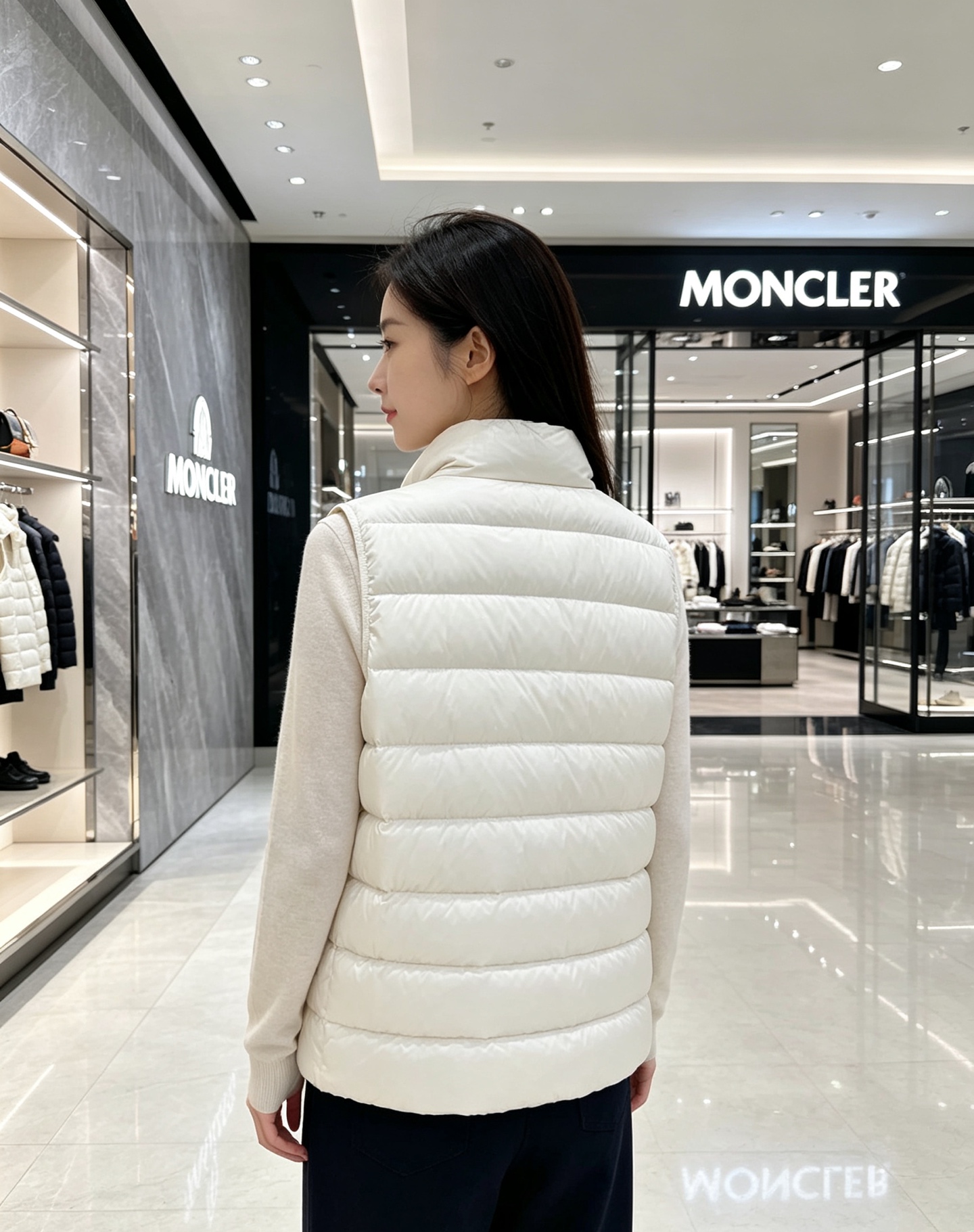 Moncler 蒙口 2026秋冬立领轻薄羽绒马甲,米白/棕/藏蓝三色 男女同款。 横格分仓充绒,轻便不跑绒;胸口经典圆 Moncler 蒙口 2026秋冬立领轻薄羽绒马甲,米白/棕/藏蓝三色 男女同款。 横格分仓充绒,轻便不跑绒;胸口经典圆