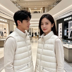 Moncler 蒙口 2026秋冬立领轻薄羽绒马甲,米白/棕/藏蓝三色 男女同款。 横格分仓充绒,轻便不跑绒;胸口经典圆 Moncler 蒙口 2026秋冬立领轻薄羽绒马甲,米白/棕/藏蓝三色 男女同款。 横格分仓充绒,轻便不跑绒;胸口经典圆