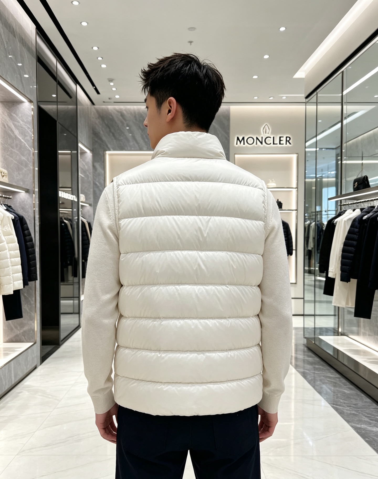 Moncler 蒙口 2026秋冬立领轻薄羽绒马甲,米白/棕/藏蓝三色 男女同款。 横格分仓充绒,轻便不跑绒;胸口经典圆 Moncler 蒙口 2026秋冬立领轻薄羽绒马甲,米白/棕/藏蓝三色 男女同款。 横格分仓充绒,轻便不跑绒;胸口经典圆