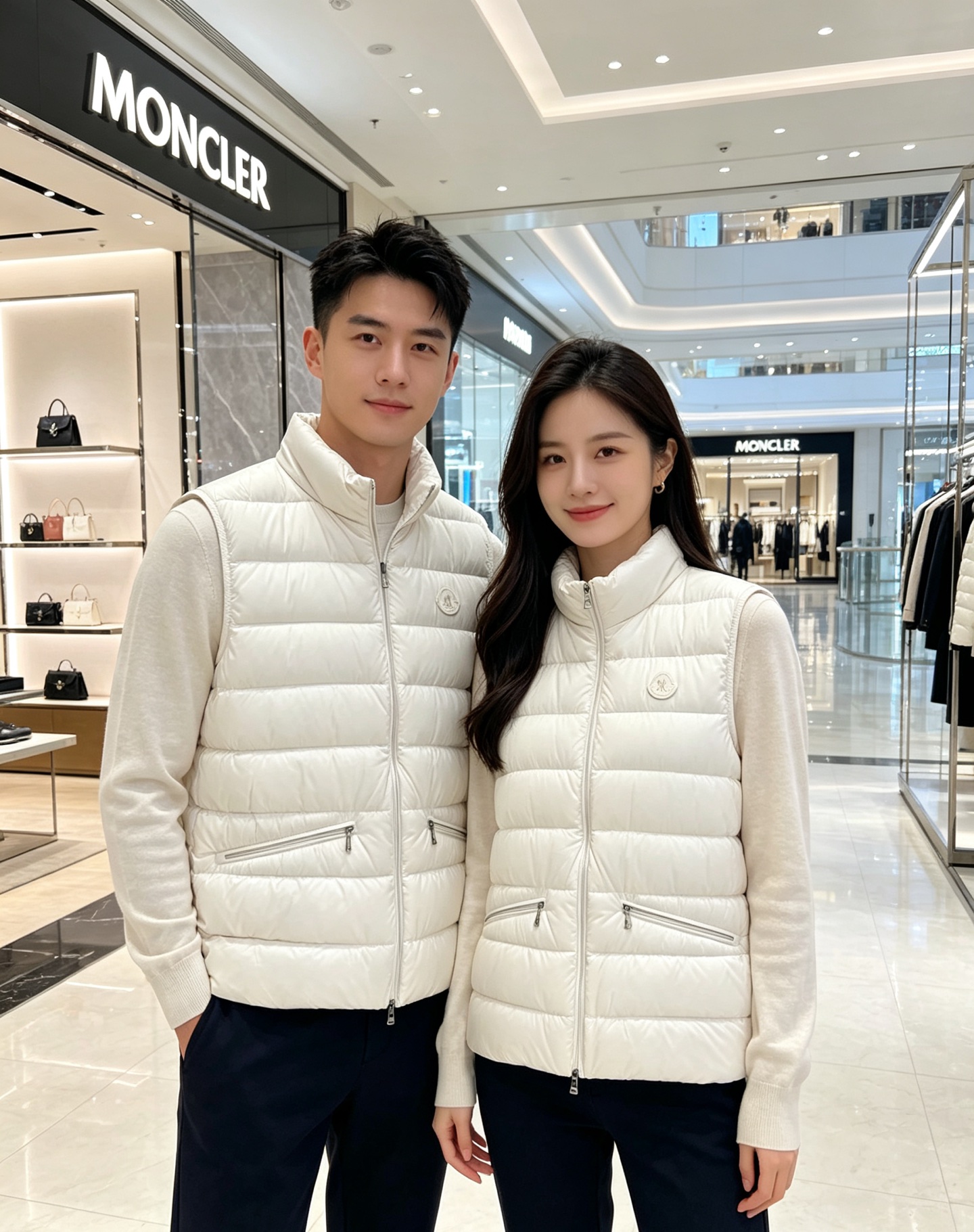 Moncler 蒙口 2026秋冬立领轻薄羽绒马甲,米白/棕/藏蓝三色 男女同款。 横格分仓充绒,轻便不跑绒;胸口经典圆 Moncler 蒙口 2026秋冬立领轻薄羽绒马甲,米白/棕/藏蓝三色 男女同款。 横格分仓充绒,轻便不跑绒;胸口经典圆