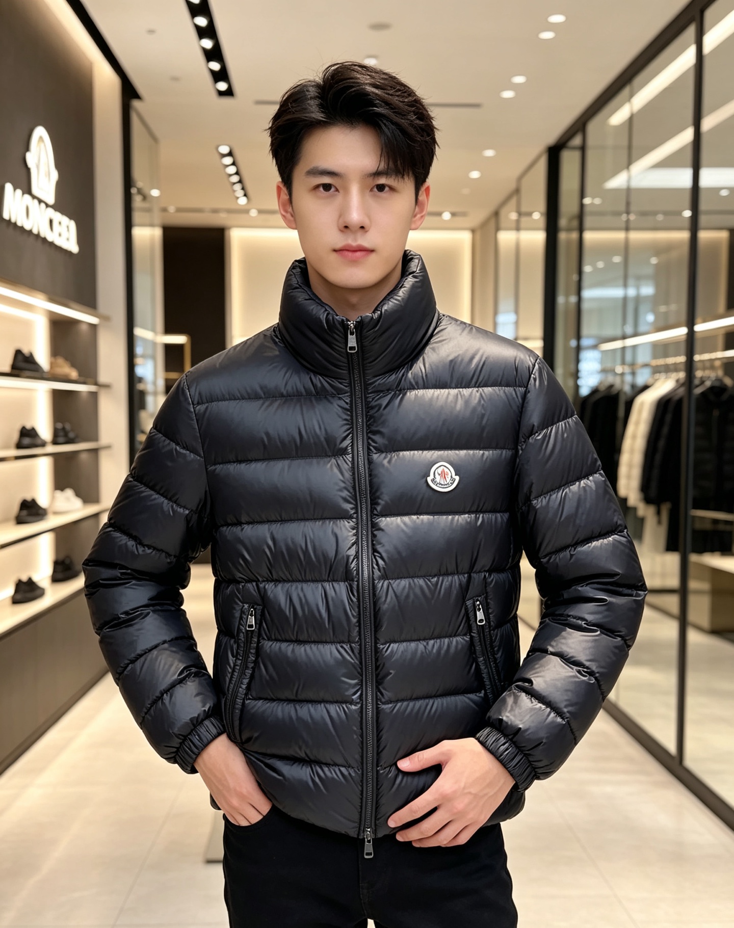 Moncler 蒙口 2026秋冬新款|男士立领轻薄羽绒服上新 蒙口经典横条轻羽绒,藏青/黑双色齐发 极简立领防风设计, Moncler 蒙口 2026秋冬新款|男士立领轻薄羽绒服上新 蒙口经典横条轻羽绒,藏青/黑双色齐发 极简立领防风设计,