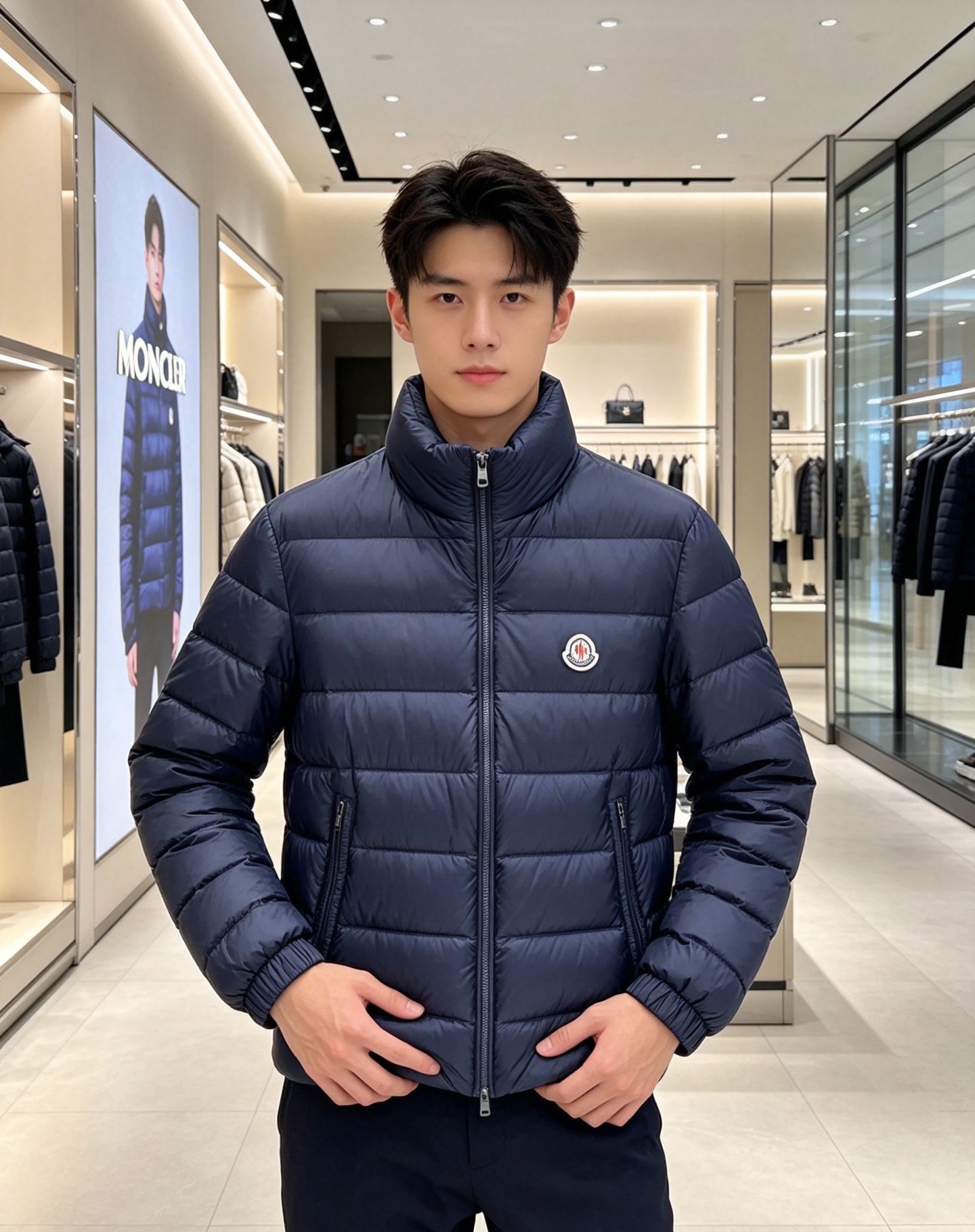 Moncler 蒙口 2026秋冬新款|男士立领轻薄羽绒服上新 蒙口经典横条轻羽绒,藏青/黑双色齐发 极简立领防风设计, Moncler 蒙口 2026秋冬新款|男士立领轻薄羽绒服上新 蒙口经典横条轻羽绒,藏青/黑双色齐发 极简立领防风设计,
