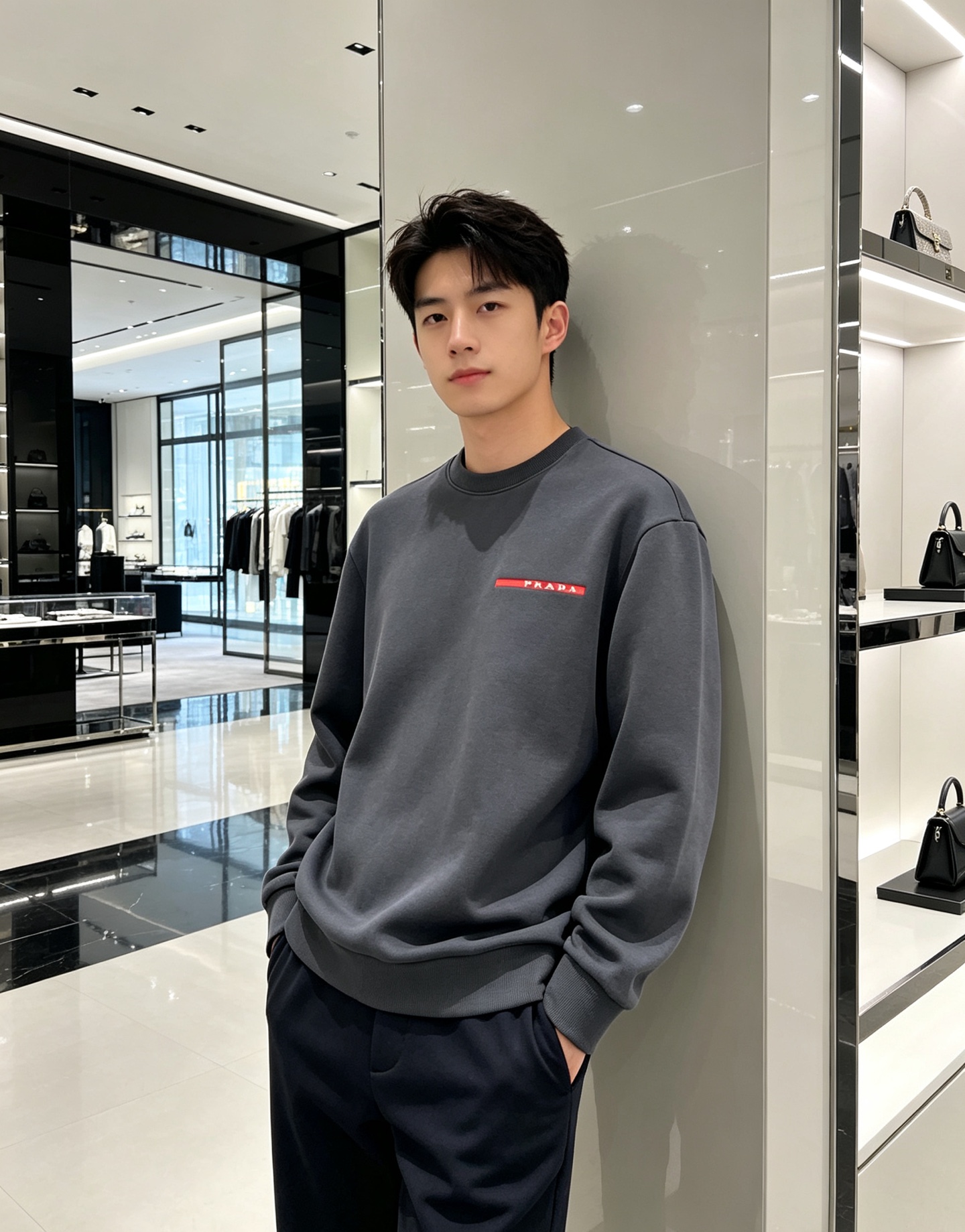 Prada 普拉达 2026秋冬新款休闲圆领空气层卫衣 标志性红色经典logo，辨识度高。采用空气层面料，柔软有型不易变