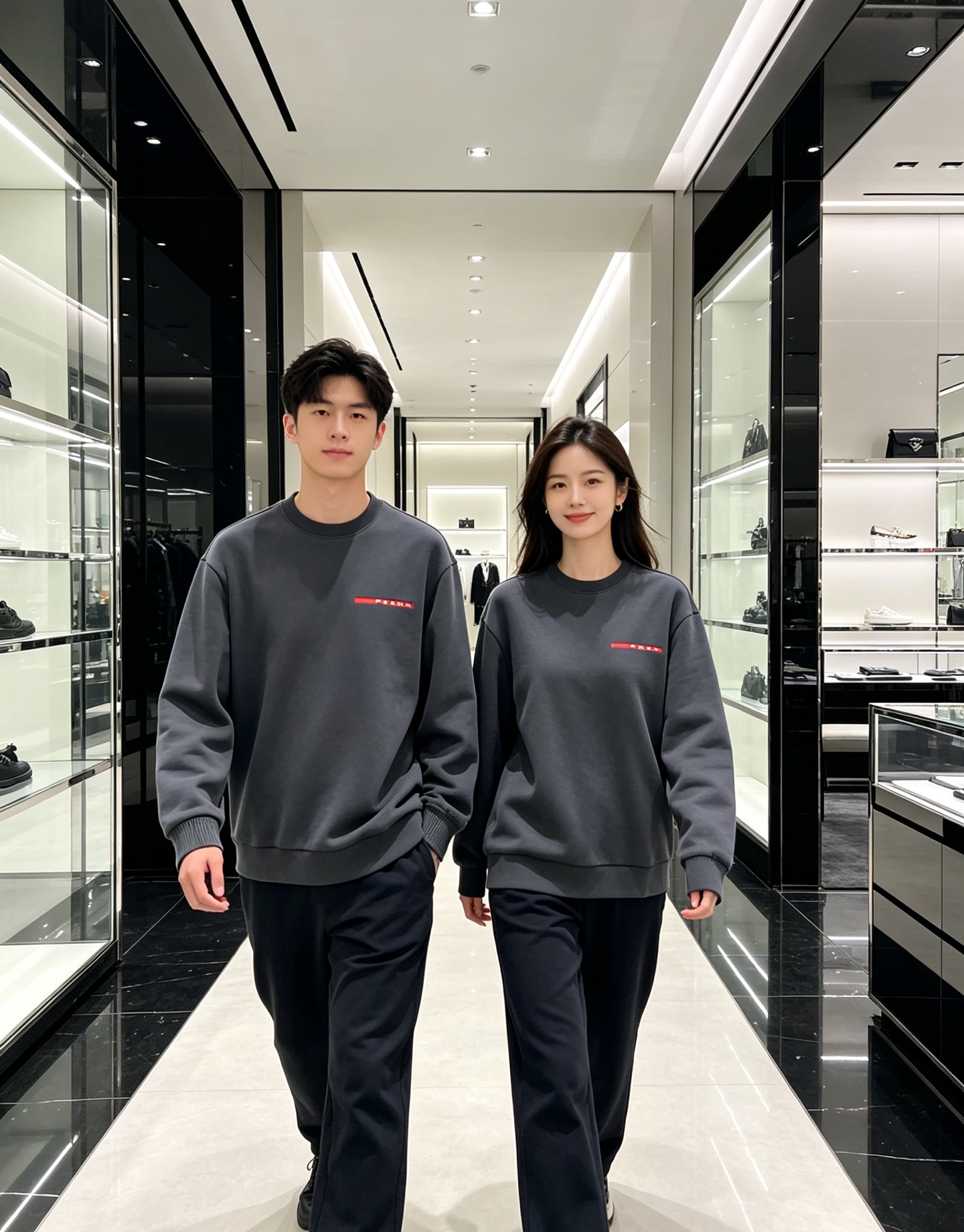 Prada 普拉达 2026秋冬新款休闲圆领空气层卫衣 标志性红色经典logo，辨识度高。采用空气层面料，柔软有型不易变