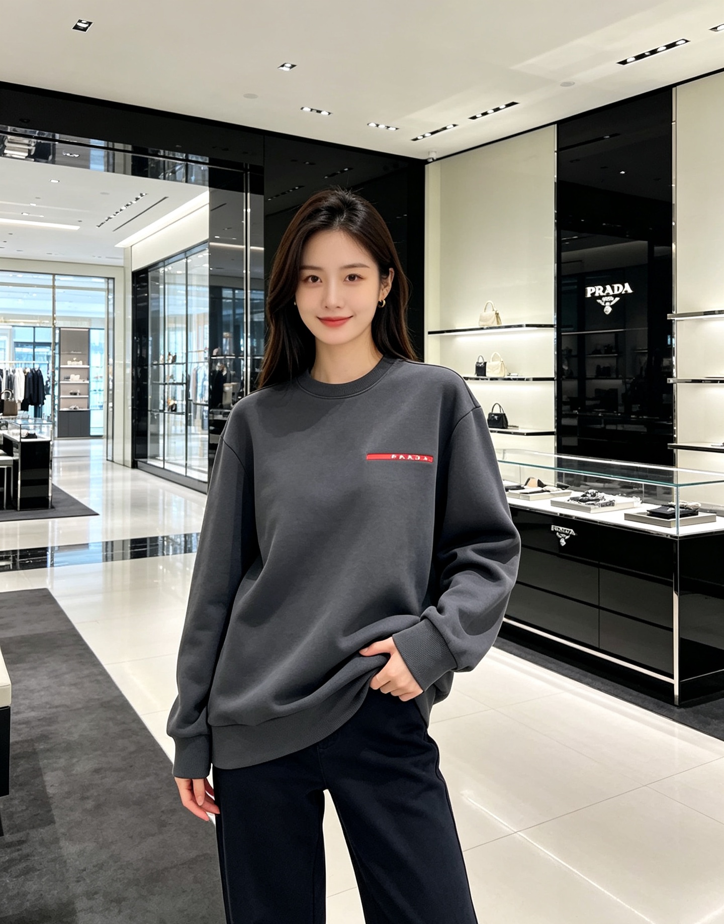 Prada 普拉达 2026秋冬新款休闲圆领空气层卫衣 标志性红色经典logo，辨识度高。采用空气层面料，柔软有型不易变
