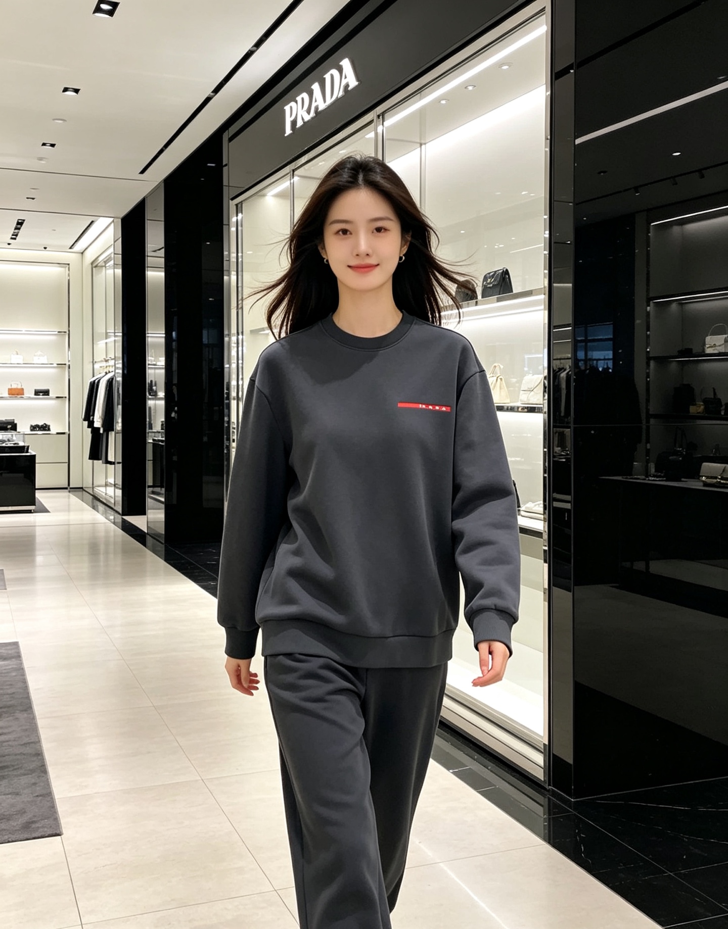 Prada 普拉达 2026秋冬新款休闲圆领空气层卫衣 标志性红色经典logo，辨识度高。采用空气层面料，柔软有型不易变