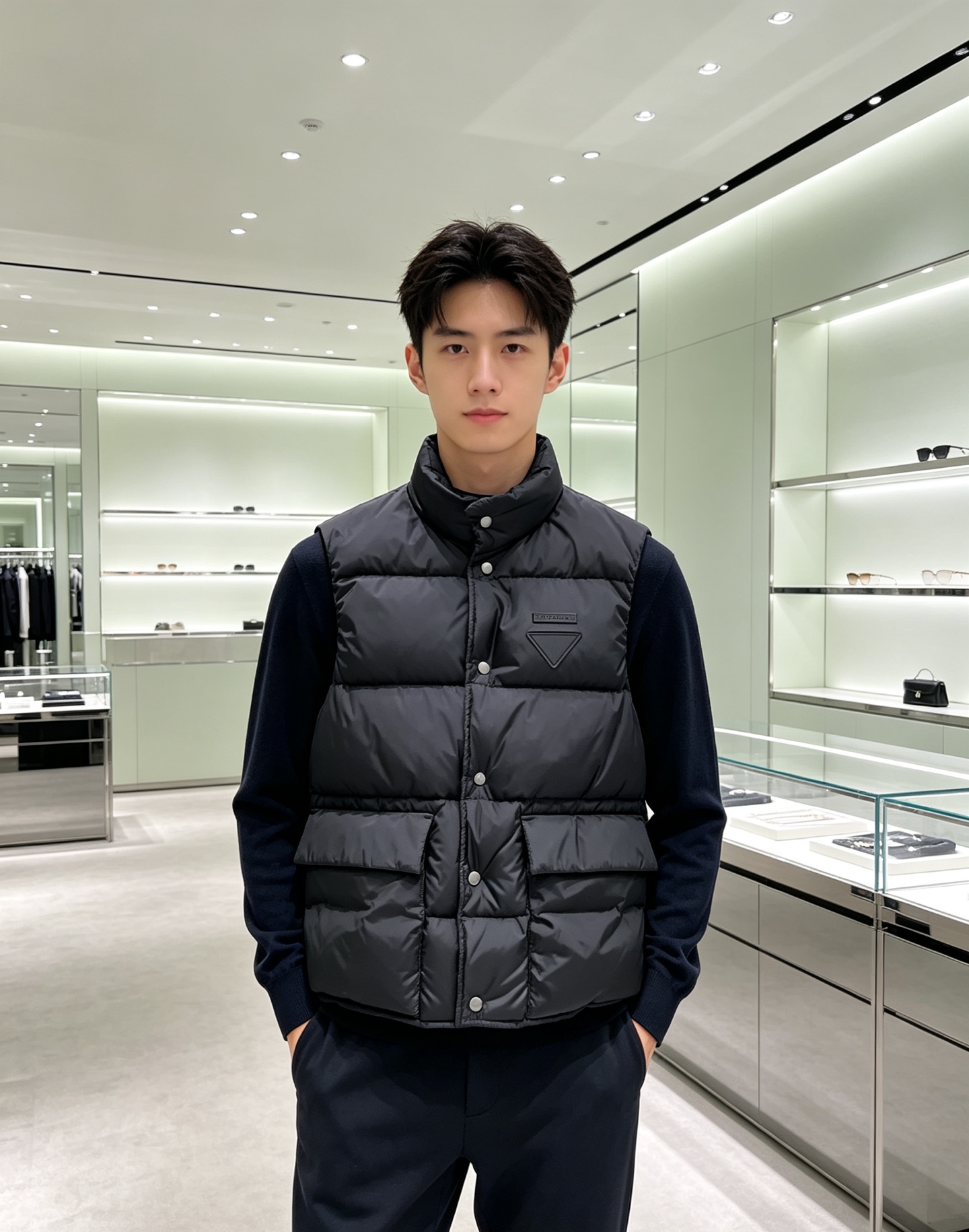 Prada 普拉达2026秋冬专柜同步新品发布，最新工装羽绒马甲出货，原版购入，无论面料及辅料，全部做到了1:1完美复刻