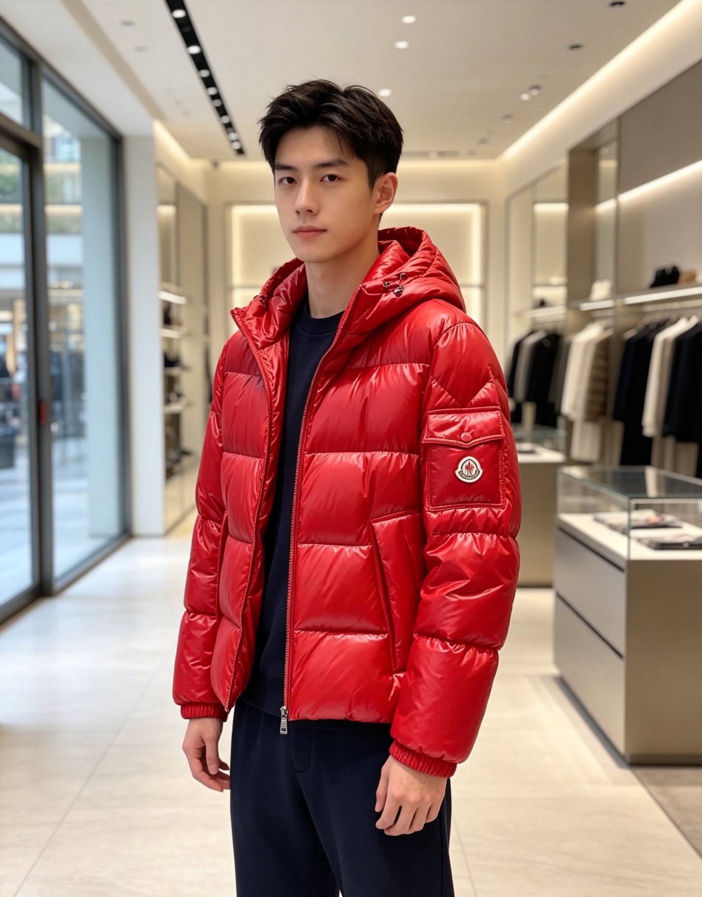 Moncler 蒙口2026秋冬新品发布，蒙口最新款亮光羽绒出货，柜上同步，面料及辅料全部订制，帽子可脱卸，面料涂层有股