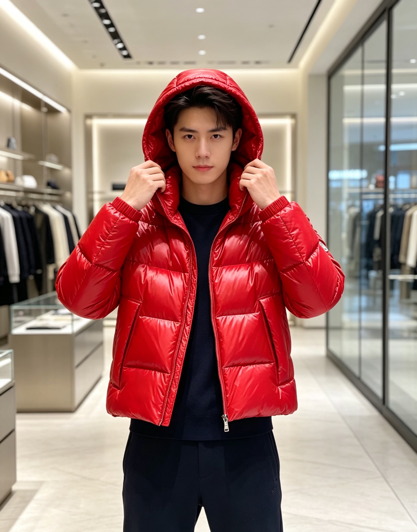 Moncler 蒙口2026秋冬新品发布，蒙口最新款亮光羽绒出货，柜上同步，面料及辅料全部订制，帽子可脱卸，面料涂层有股