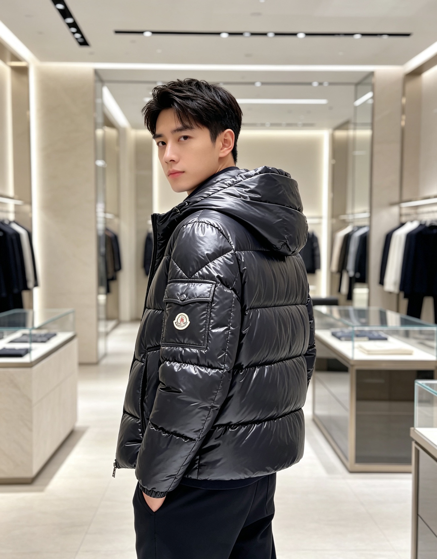 Moncler 蒙口2026秋冬新品发布，蒙口最新款亮光羽绒出货，柜上同步，面料及辅料全部订制，帽子可脱卸，面料涂层有股