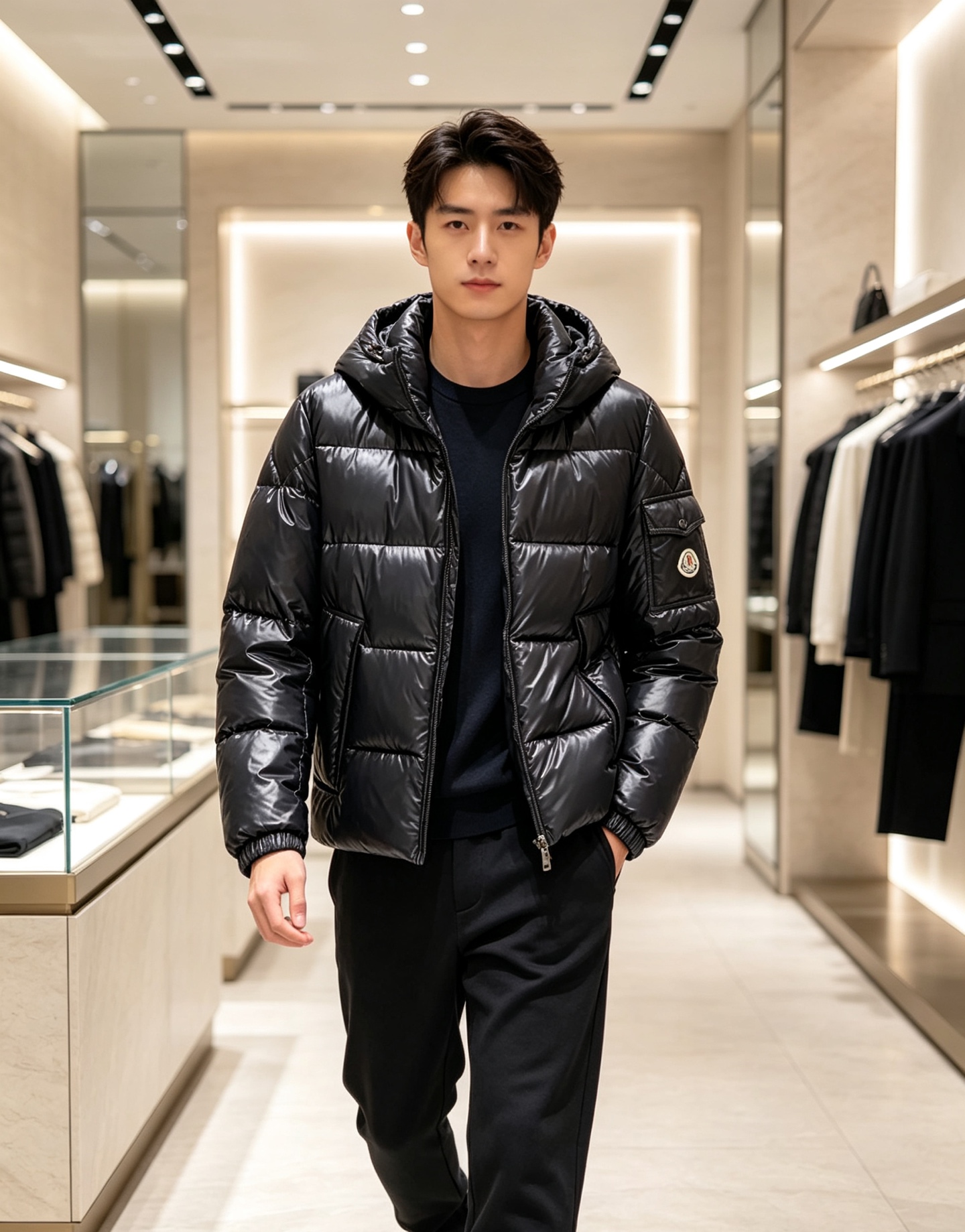 Moncler 蒙口2026秋冬新品发布，蒙口最新款亮光羽绒出货，柜上同步，面料及辅料全部订制，帽子可脱卸，面料涂层有股