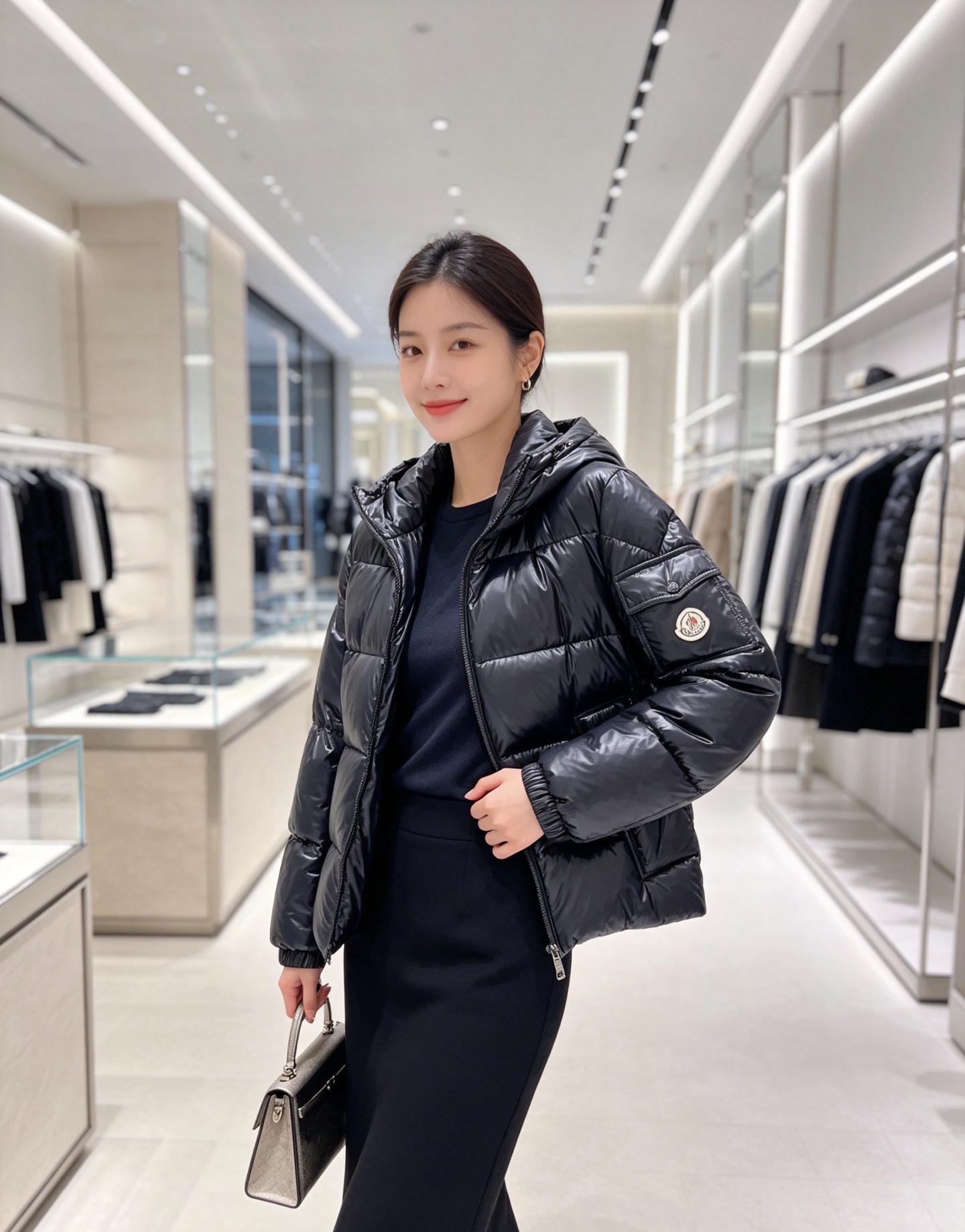 Moncler 蒙口2026秋冬新品发布，蒙口最新款亮光羽绒出货，柜上同步，面料及辅料全部订制，帽子可脱卸，面料涂层有股