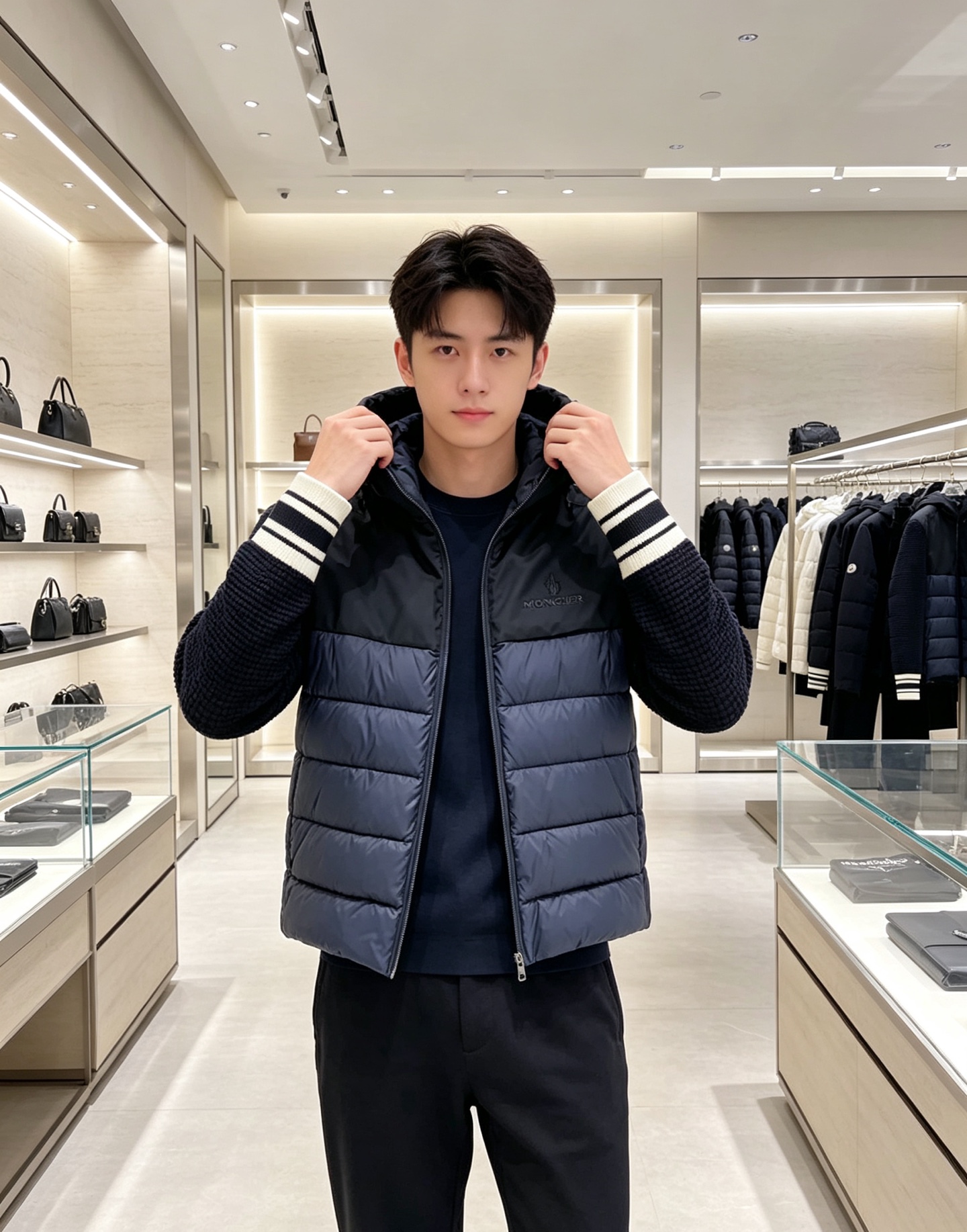 Moncler 蒙口 2026年秋冬新款羽绒服,针织连帽拼接羽绒服采用新国标95白鸭绒,秋冬新品内搭神器!在国内羽绒黑色 Moncler 蒙口 2026年秋冬新款羽绒服,针织连帽拼接羽绒服采用新国标95白鸭绒,秋冬新品内搭神器!在国内羽绒黑色