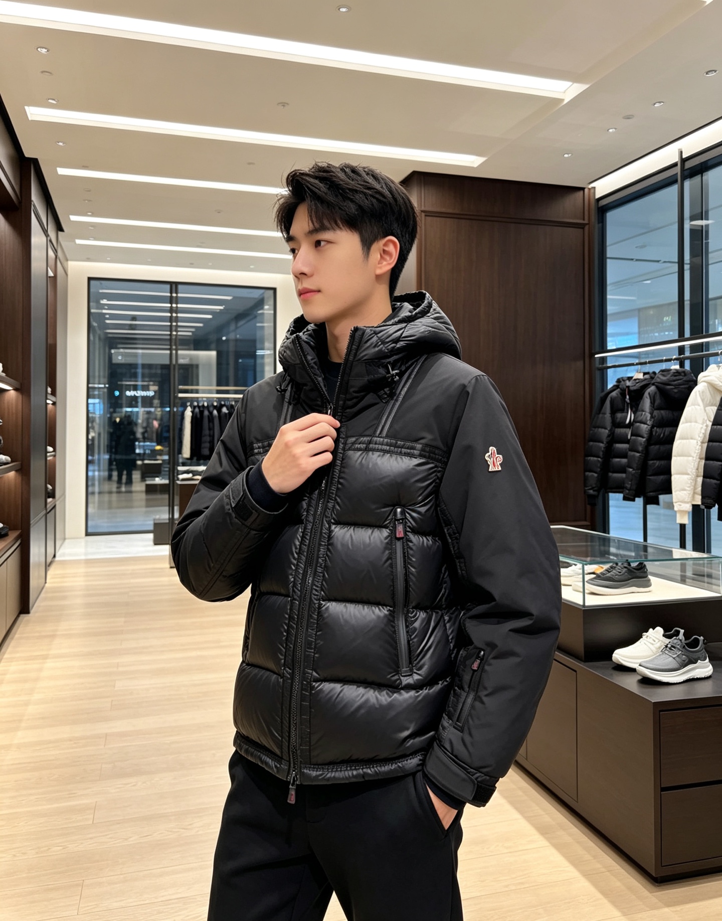特级羽绒⬆️ Moncler Grenoble男士Morgins羊毛皮拼接里羽绒服.高端单品.原版购入开发.对版面料.原